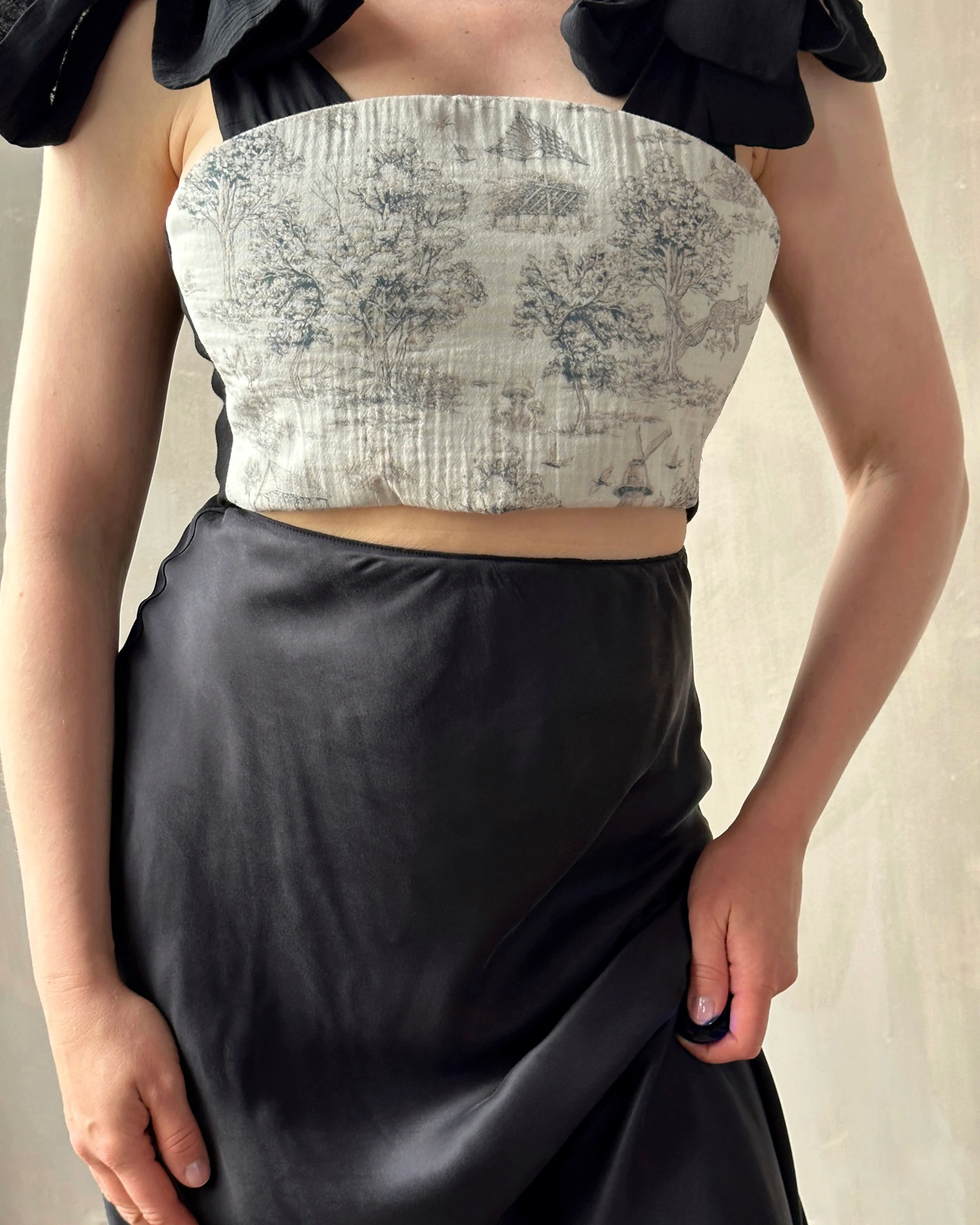 Bias Cut Charcoal Silk Slip Skirt (Pre-Order) - Image 8
