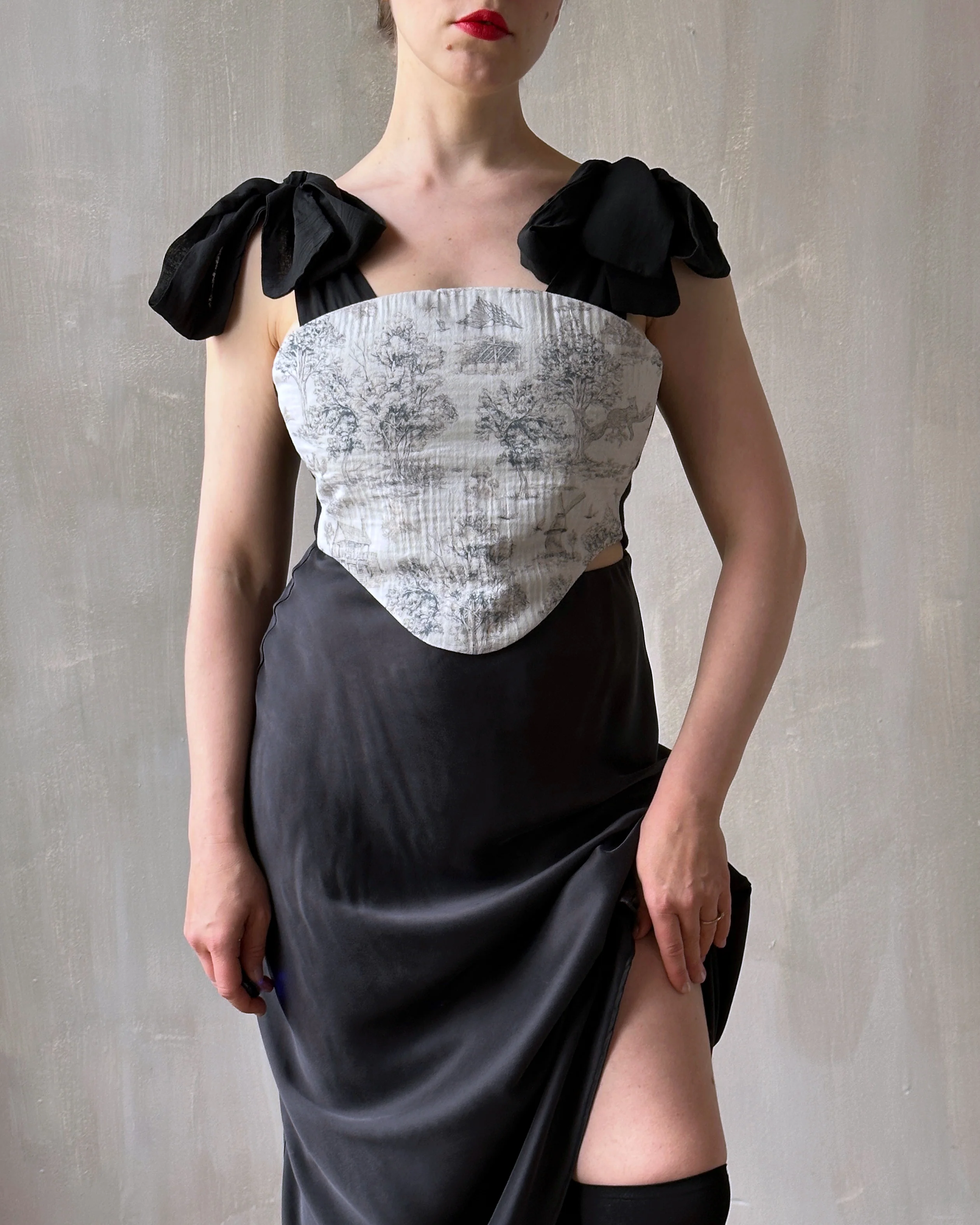 Bias Cut Charcoal Silk Slip Skirt (Pre-Order) - Image 9