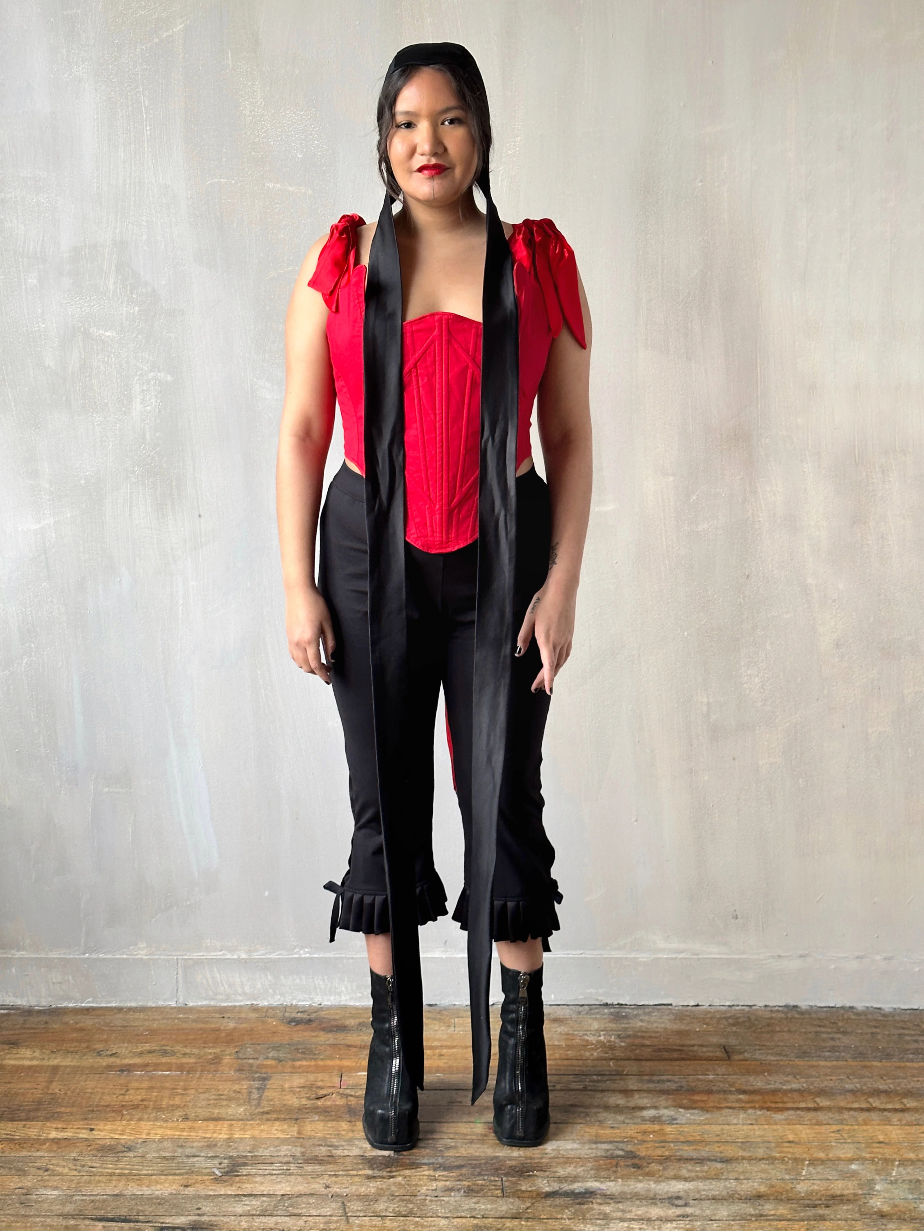 Black Aviator Cap with Ties (Made-to-Order) - Image 4