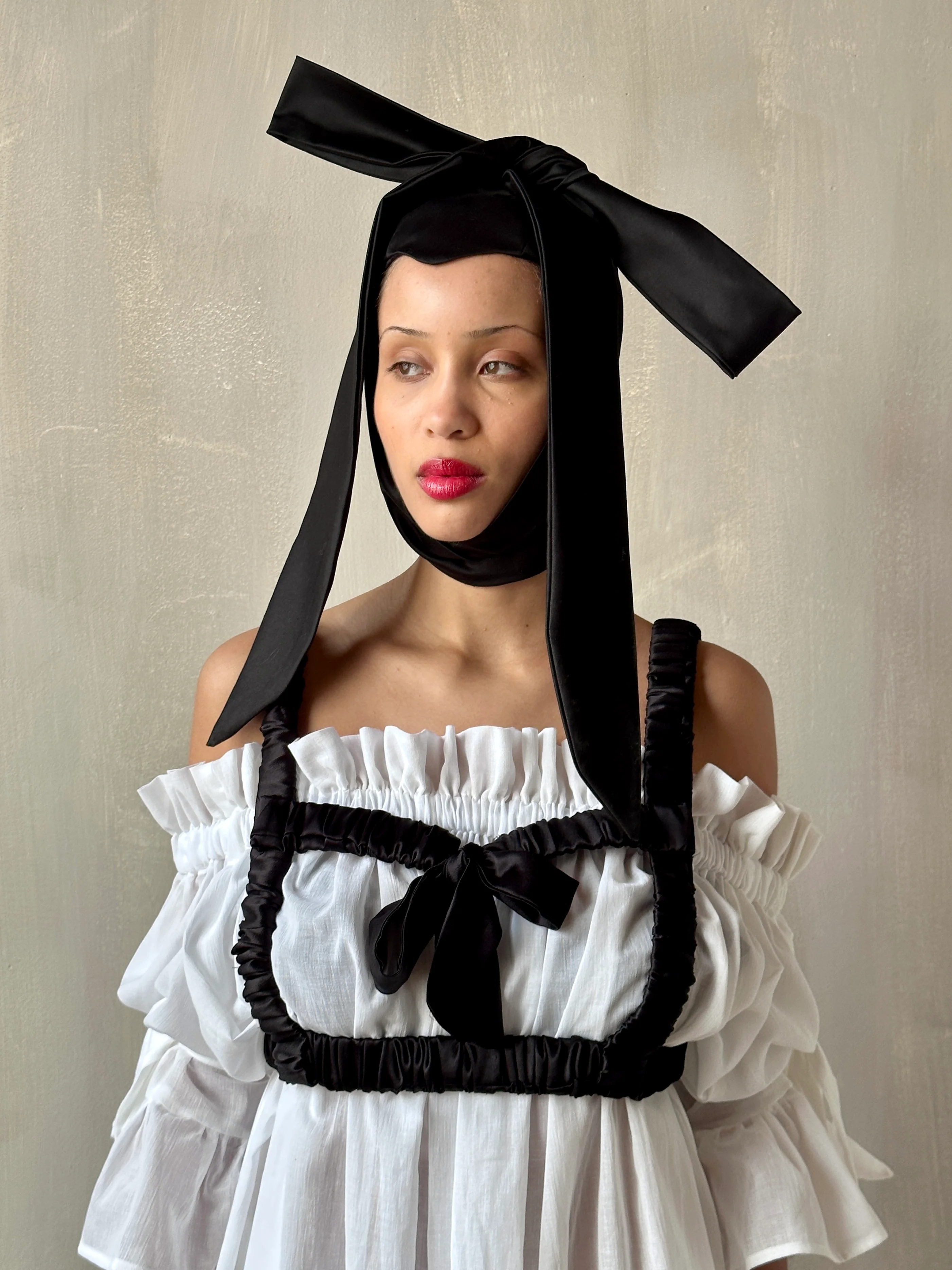 Black Aviator Cap with Ties (Made-to-Order) - Image 6