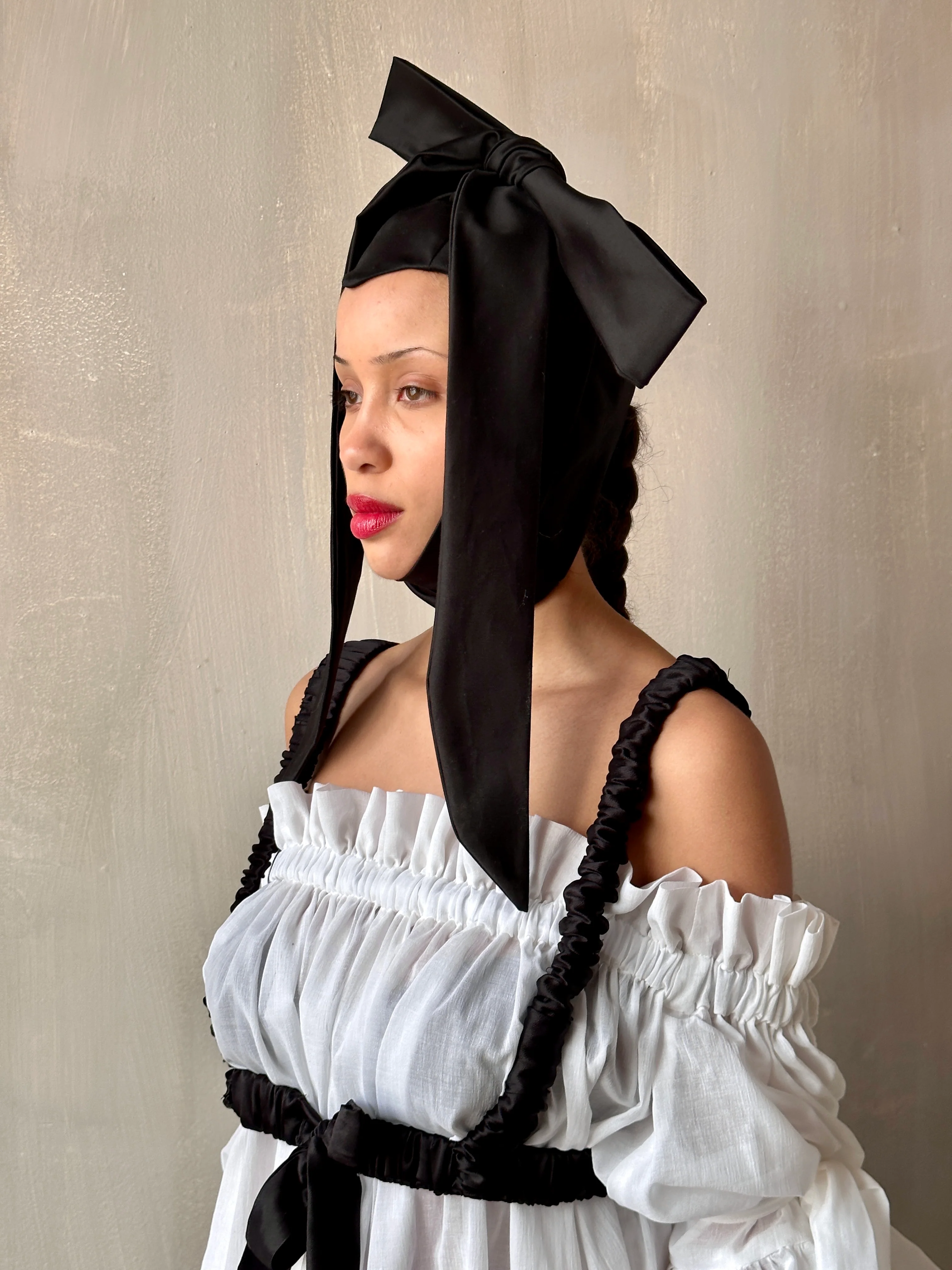 Black Aviator Cap with Ties (Made-to-Order) - Image 7