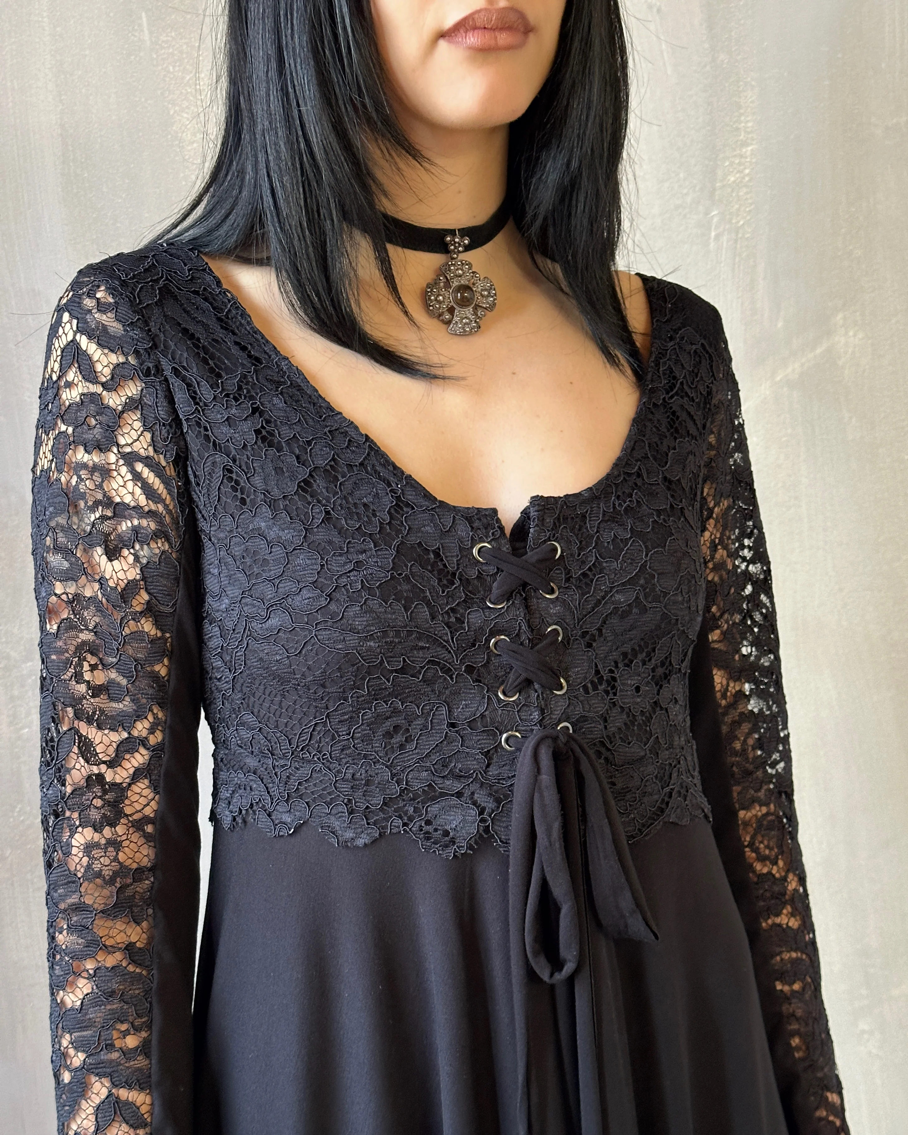 Lace Overlay Dress Black (Size I) - Image 3