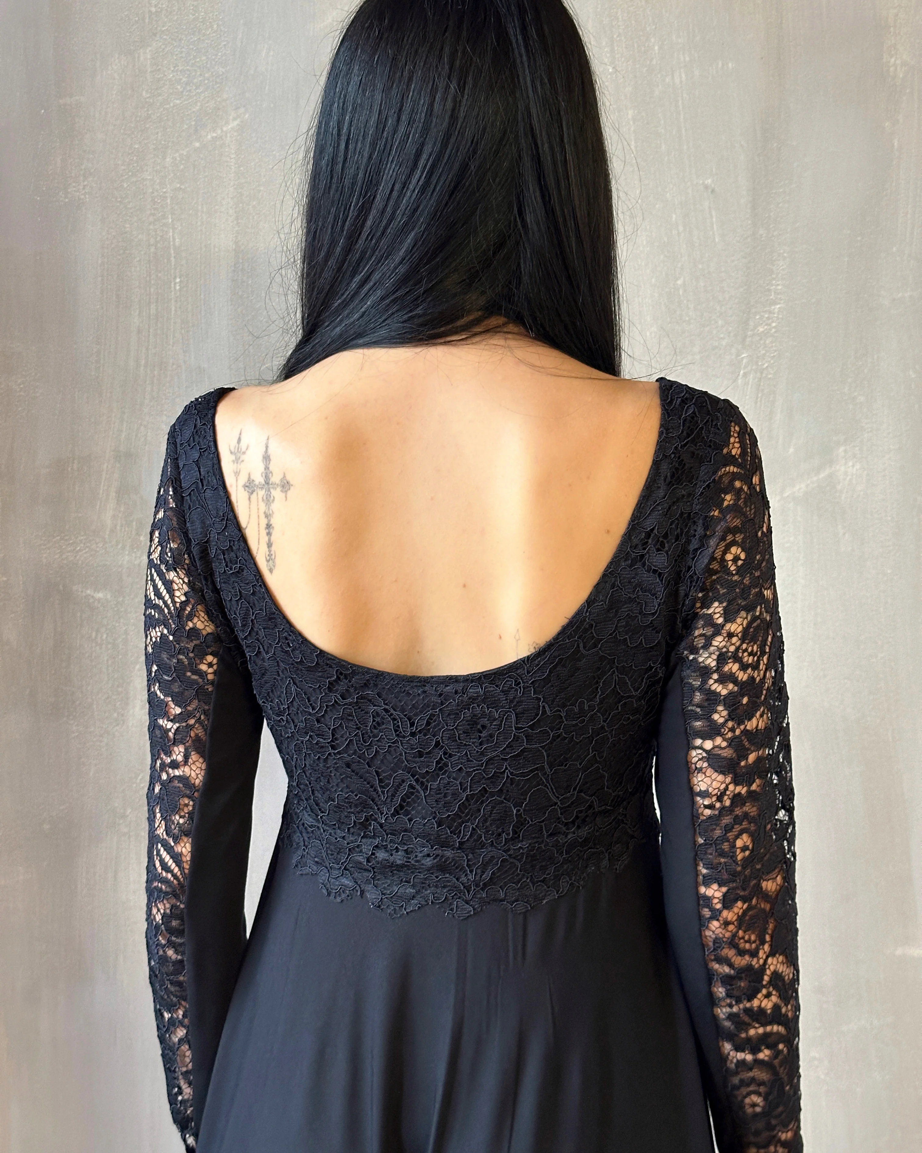 Lace Overlay Dress Black (Size I) - Image 5
