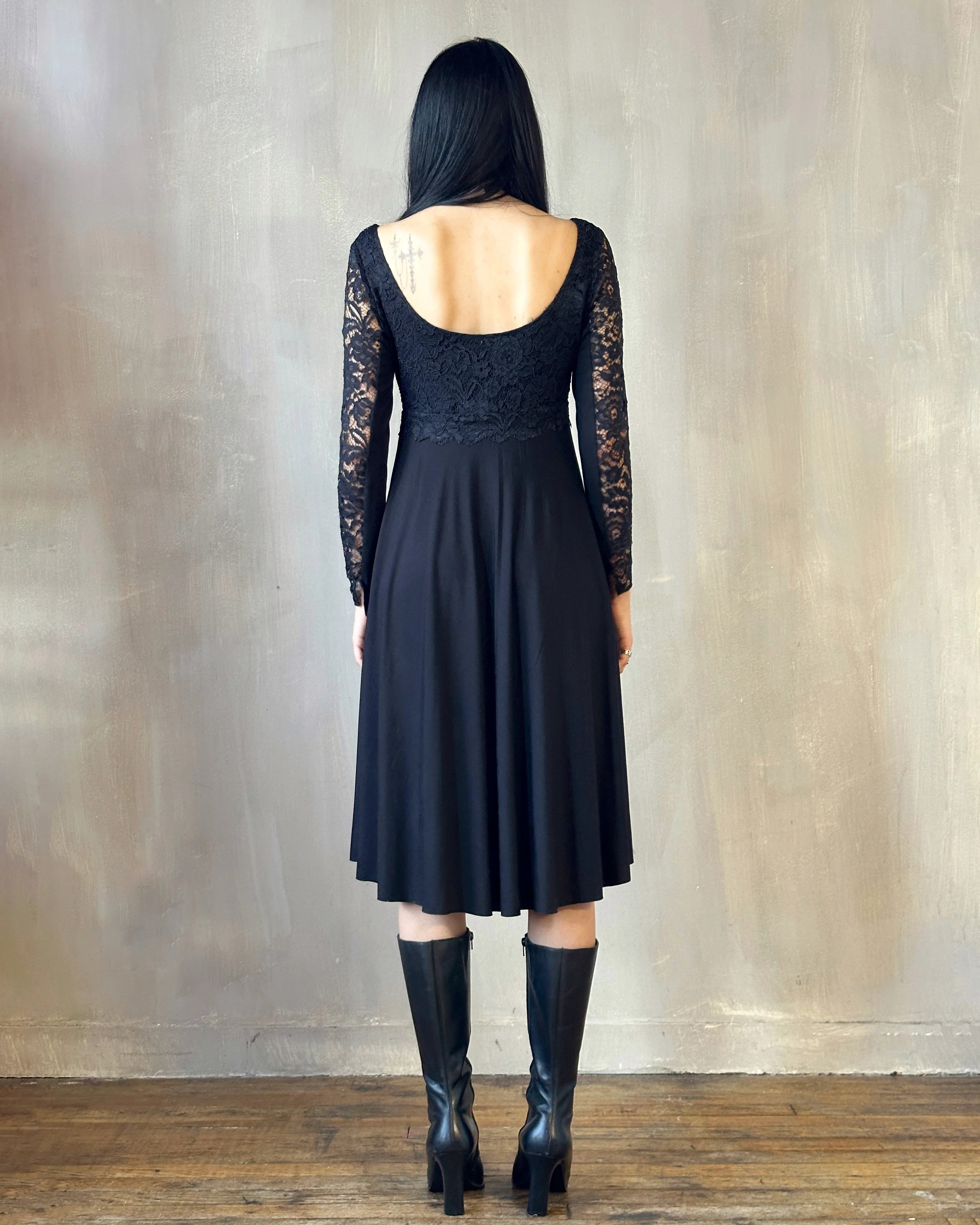Lace Overlay Dress Black (Size I) - Image 6