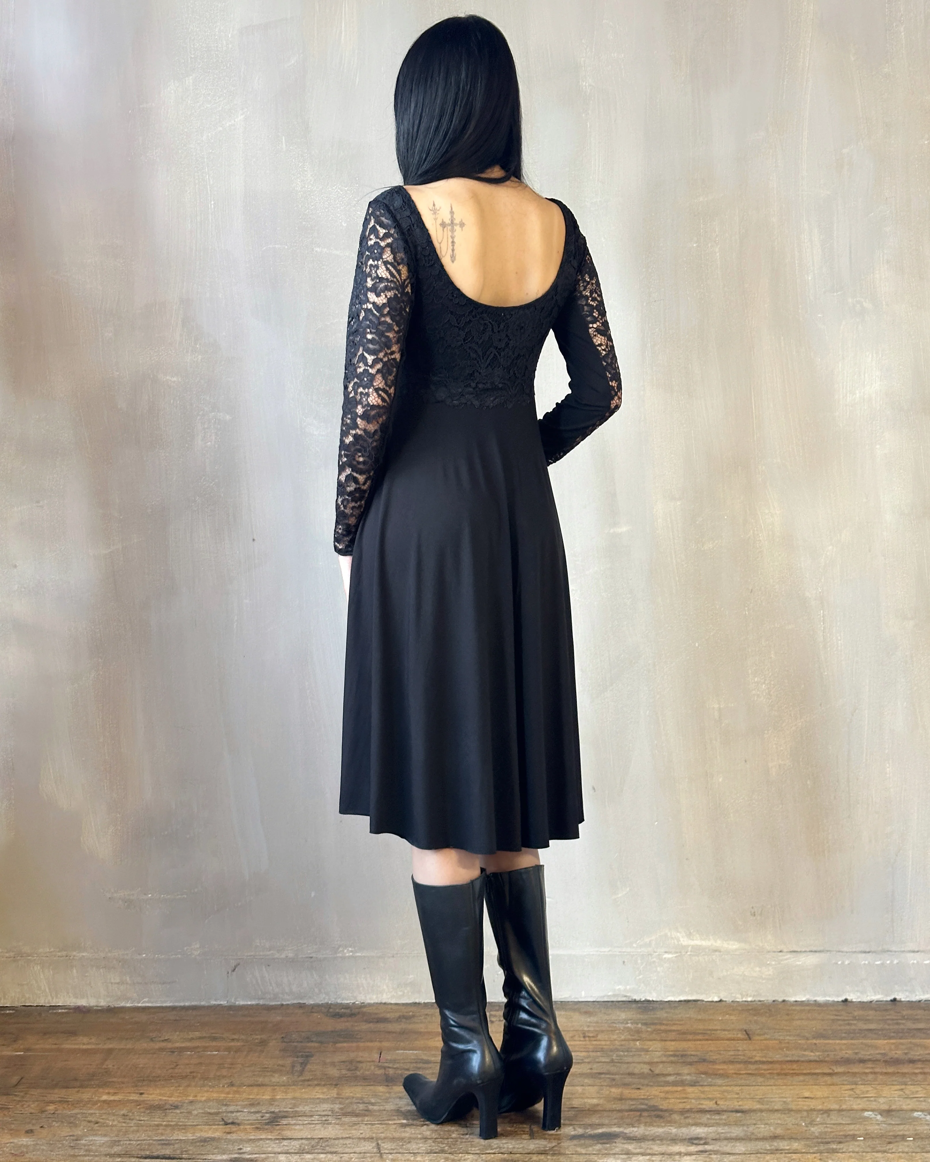 Lace Overlay Dress Black (Size I) - Image 7