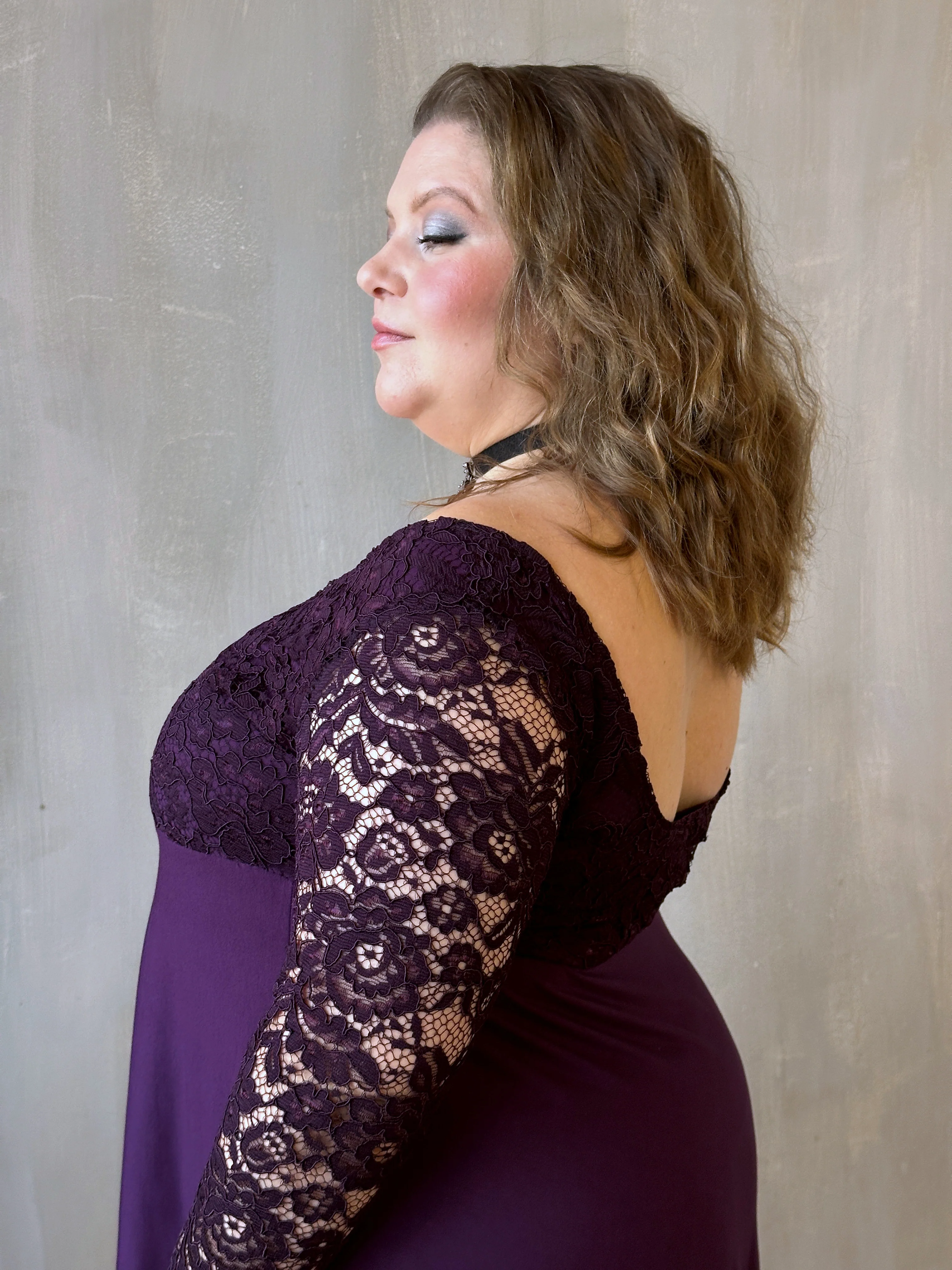 Sample Sale: Lace Overlay Dress in Purple Nightshade (Size I & V) - Image 14