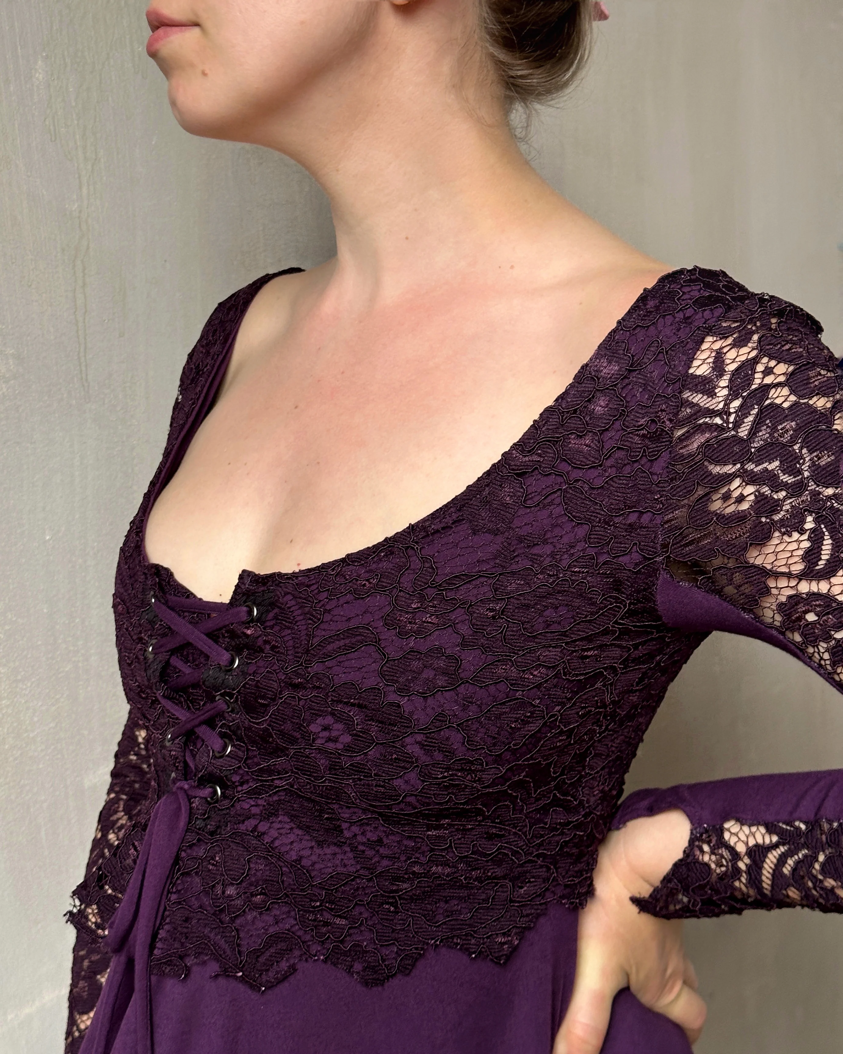 Sample Sale: Lace Overlay Dress in Purple Nightshade (Size I & V) - Image 9