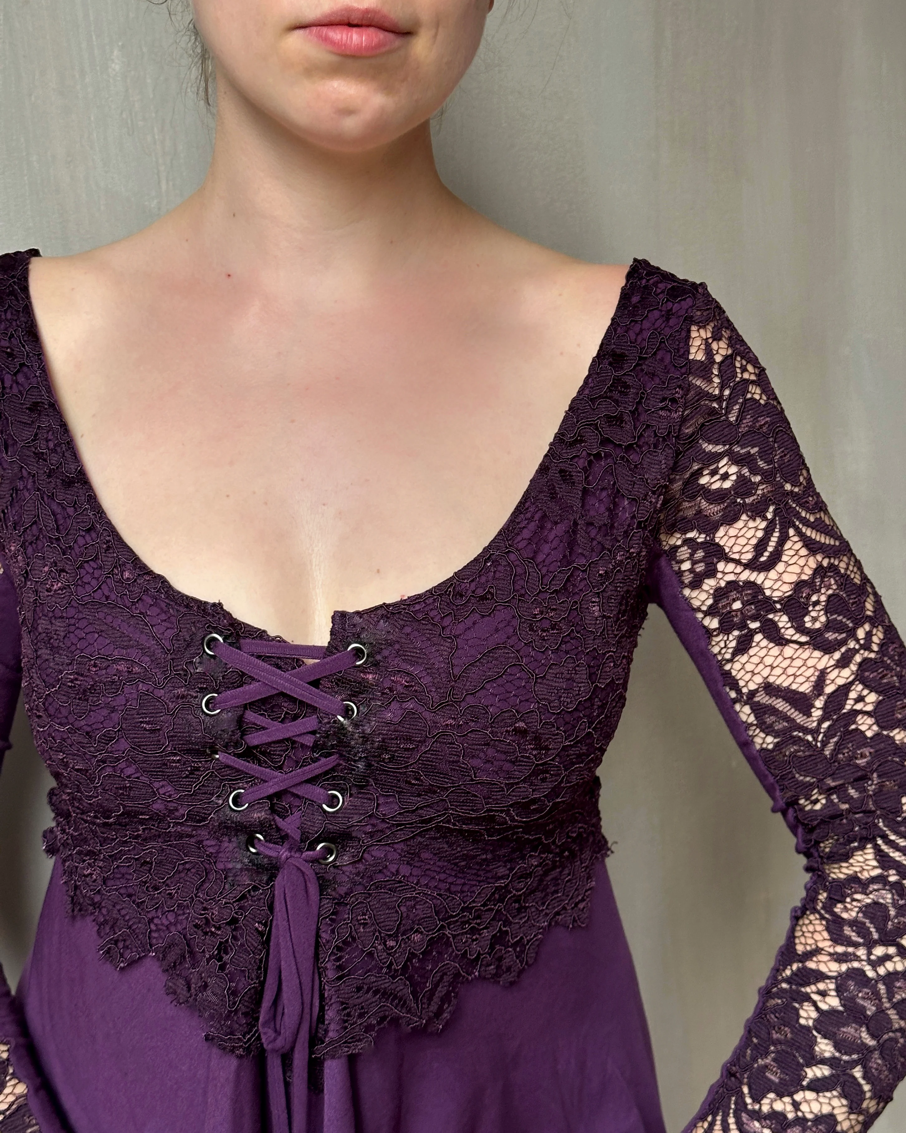 Sample Sale: Lace Overlay Dress in Purple Nightshade (Size I & V) - Image 10