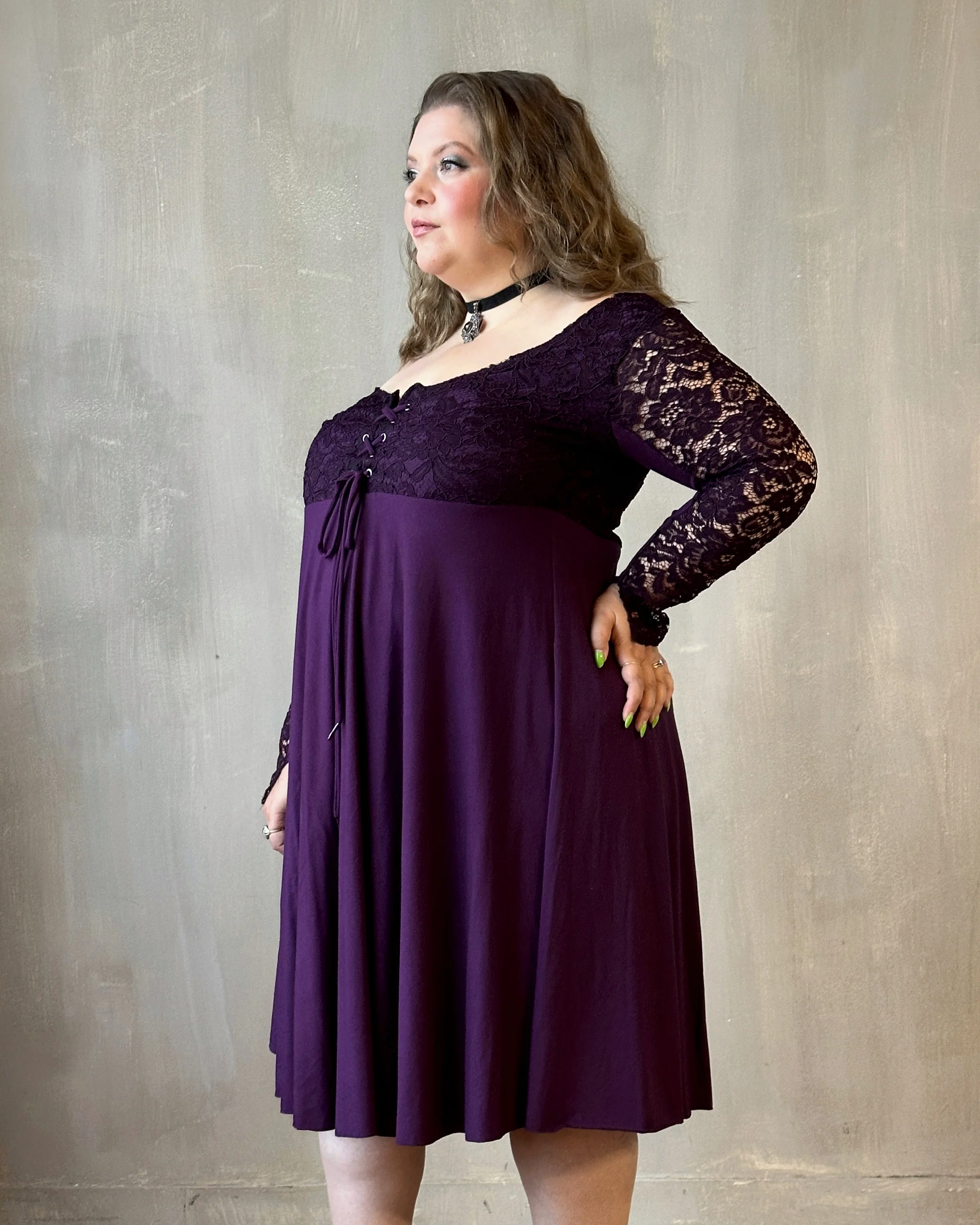 Sample Sale: Lace Overlay Dress in Purple Nightshade (Size I & V) - Image 11