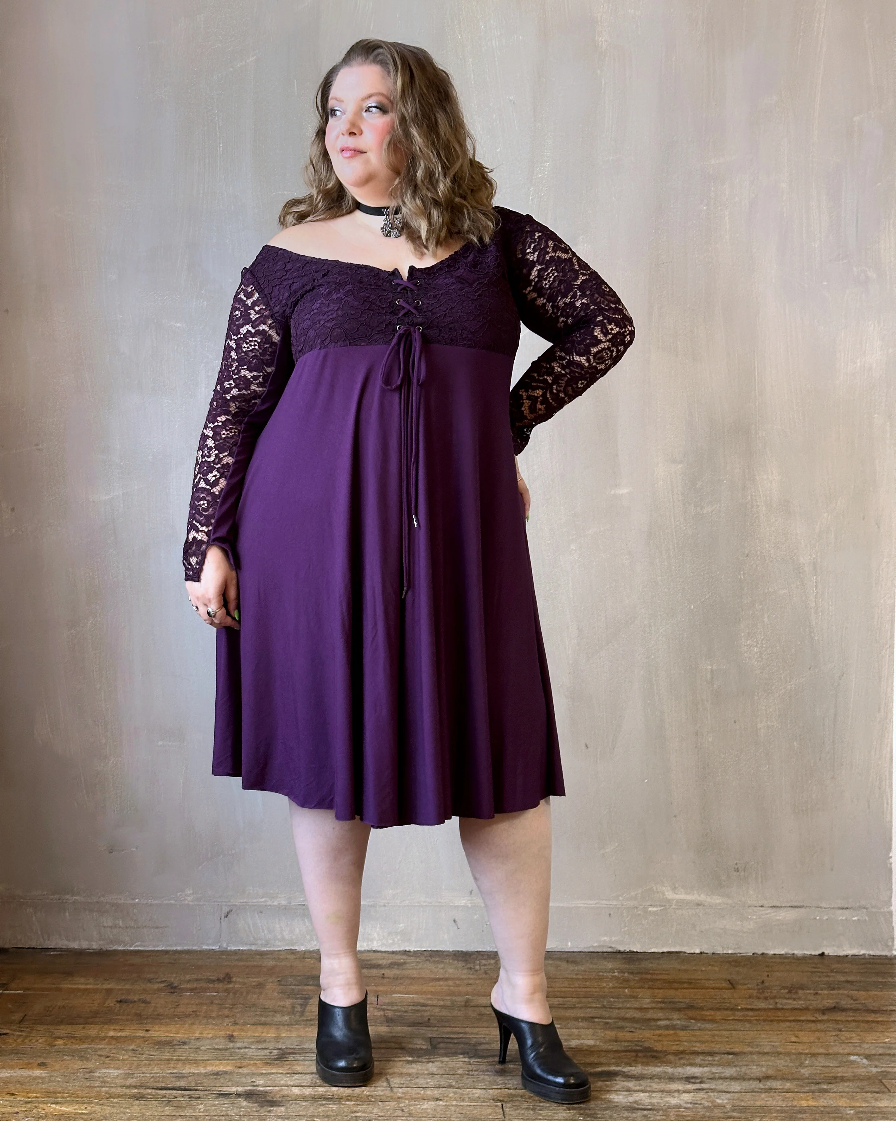 Sample Sale: Lace Overlay Dress in Purple Nightshade (Size I & V) - Image 12