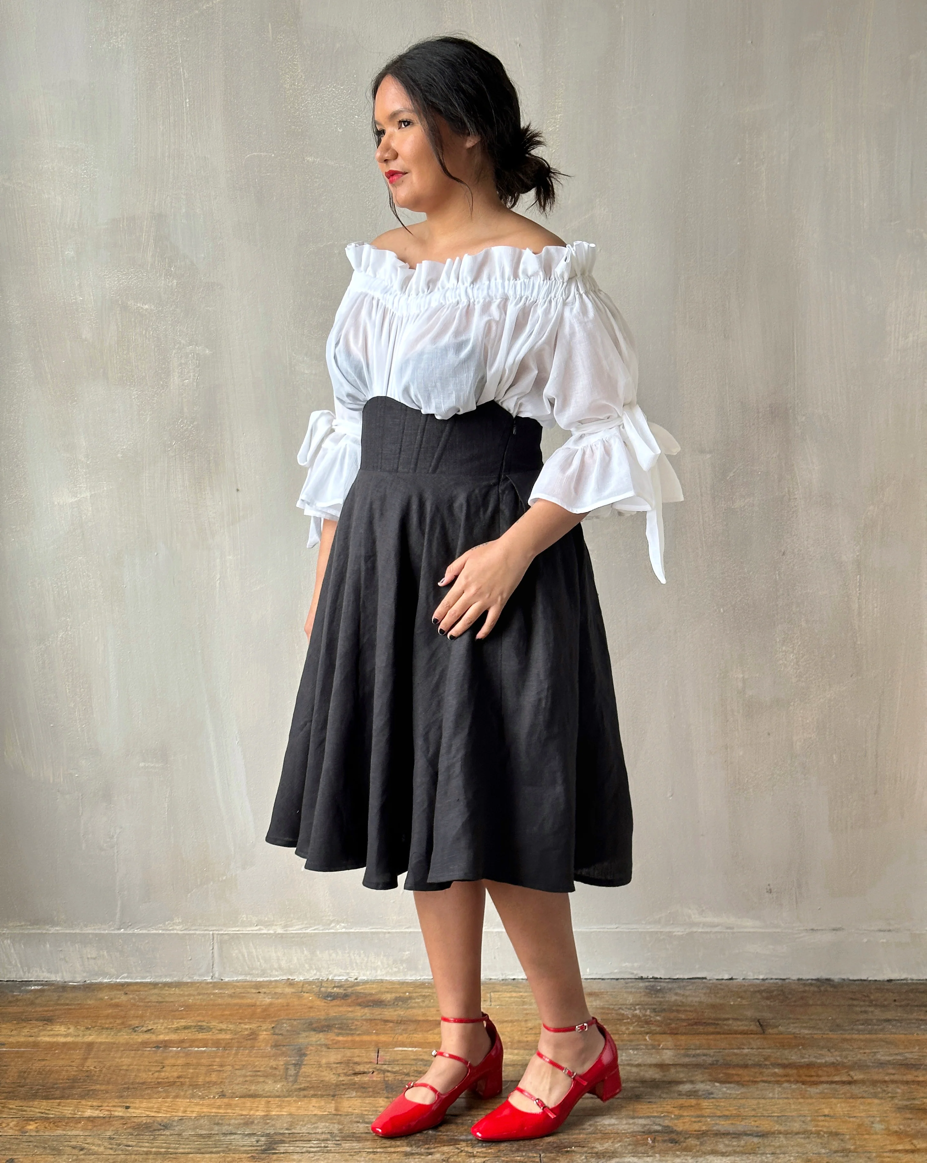 Paperbag Tunic in White Cotton Voile (Made-to-Order) - Image 10