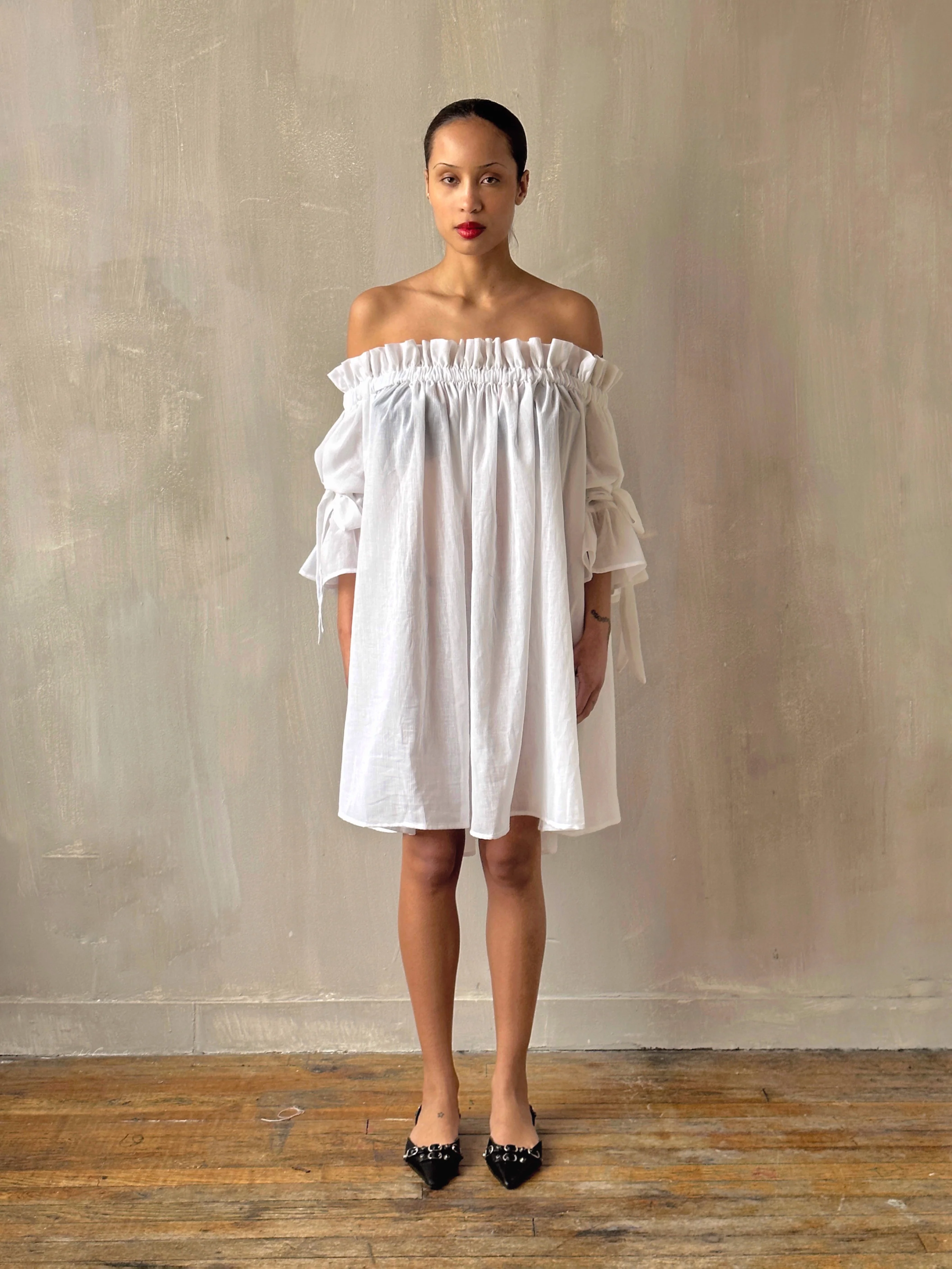 Paperbag Tunic in White Cotton Voile (Made-to-Order) - Image 7