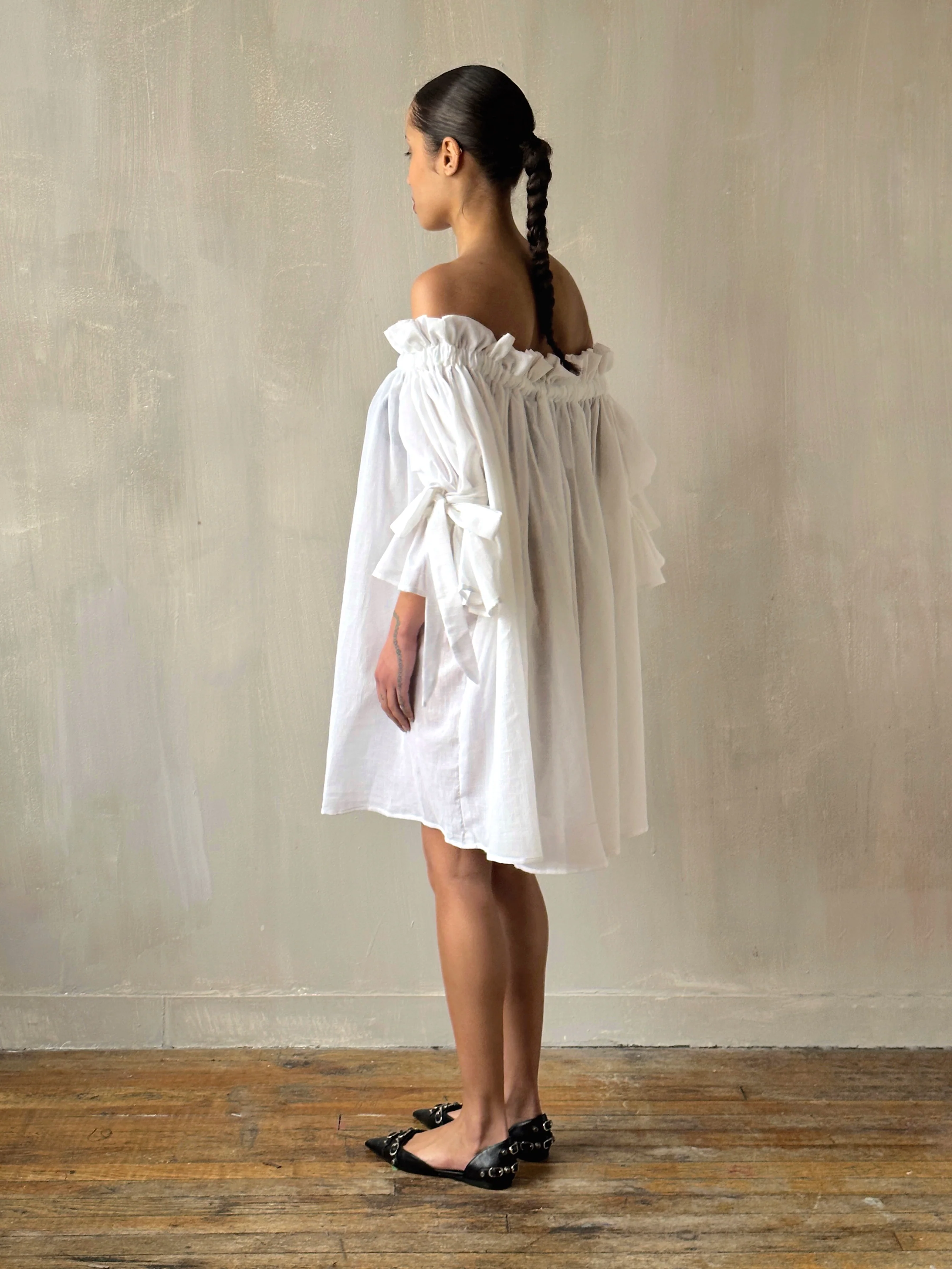 Paperbag Tunic in White Cotton Voile (Made-to-Order) - Image 8