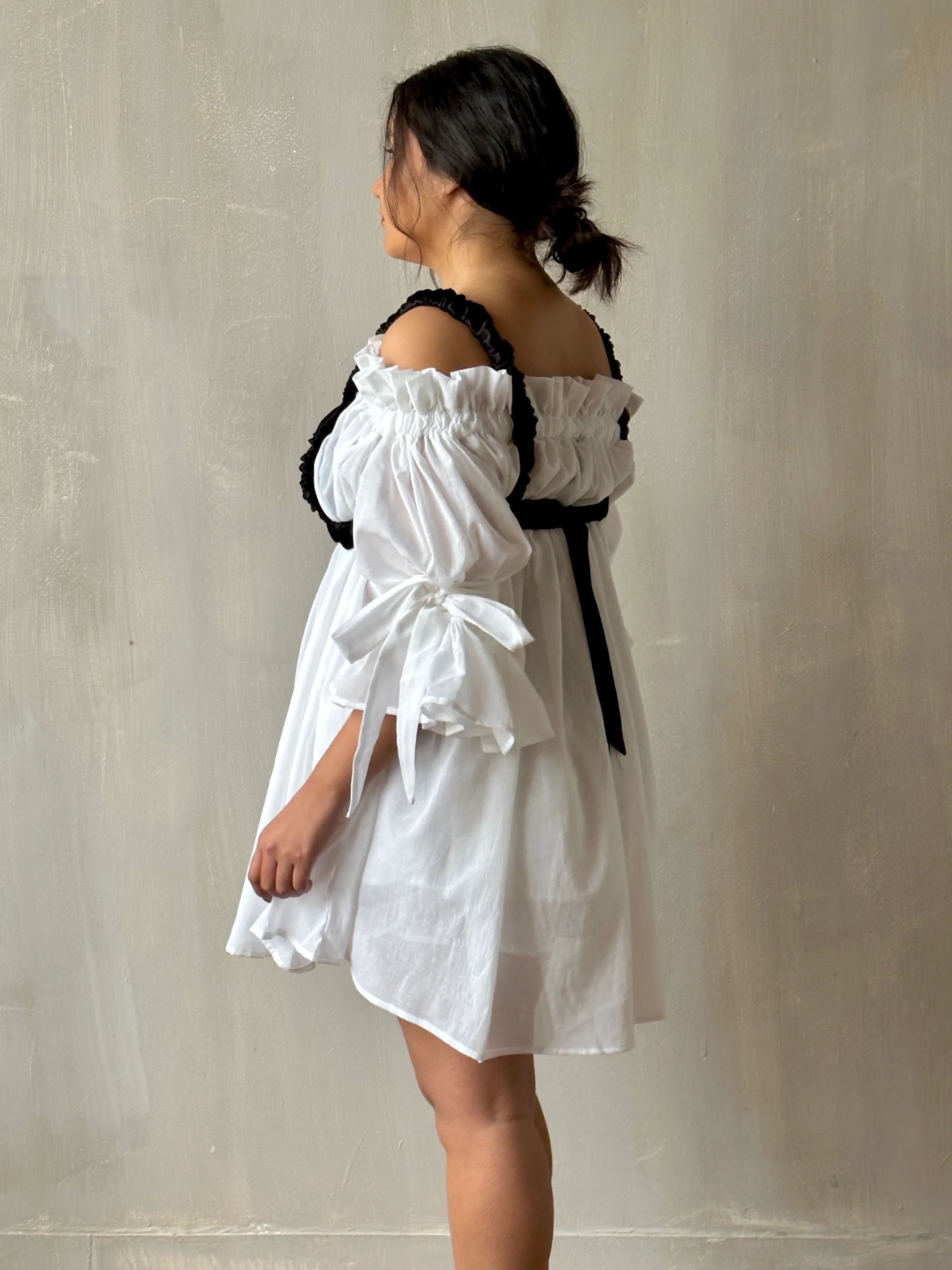 Paperbag Tunic in White Cotton Voile (Made-to-Order) - Image 9