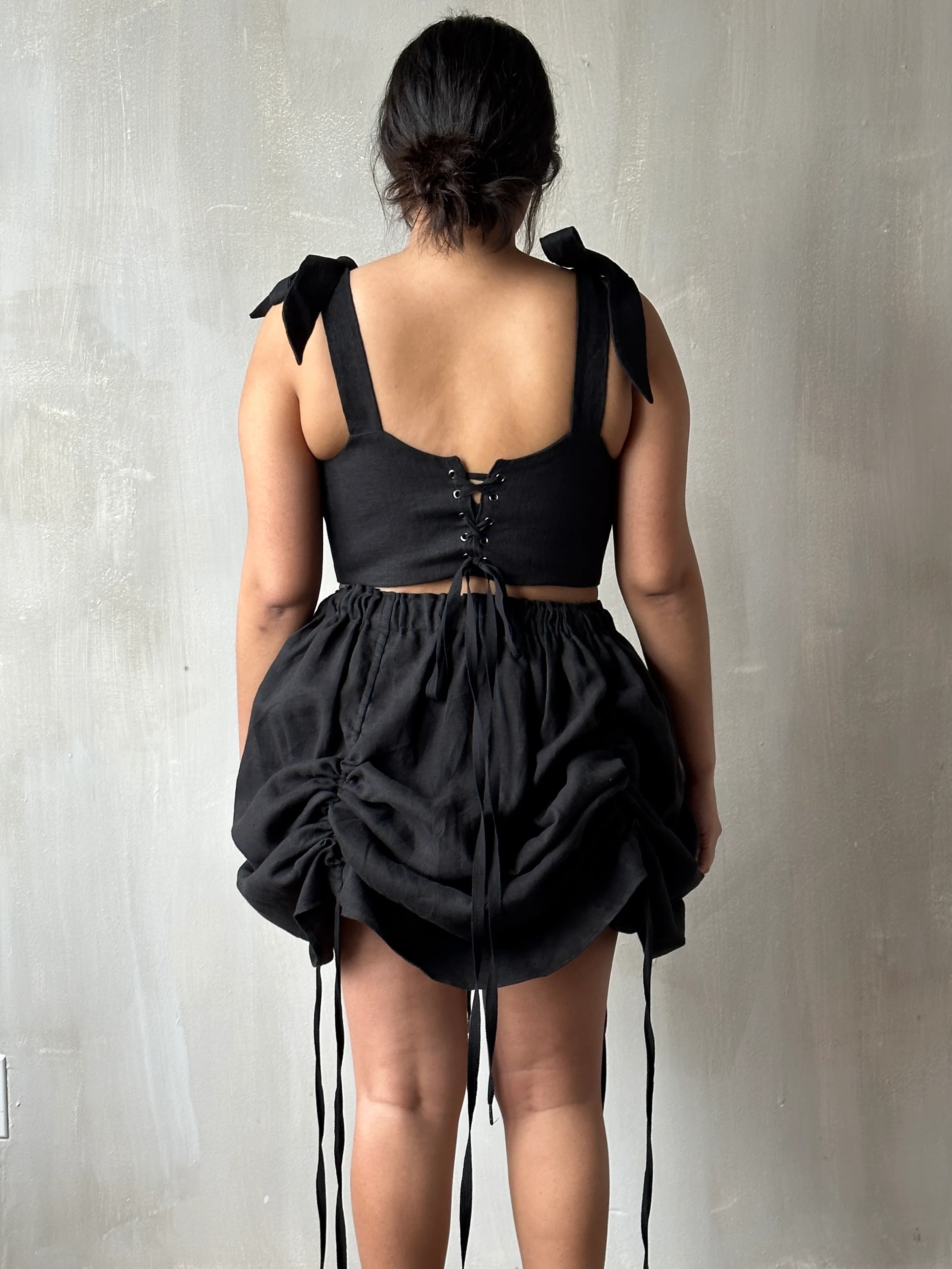 Corset Vest in Black Baltic Linen - Image 5