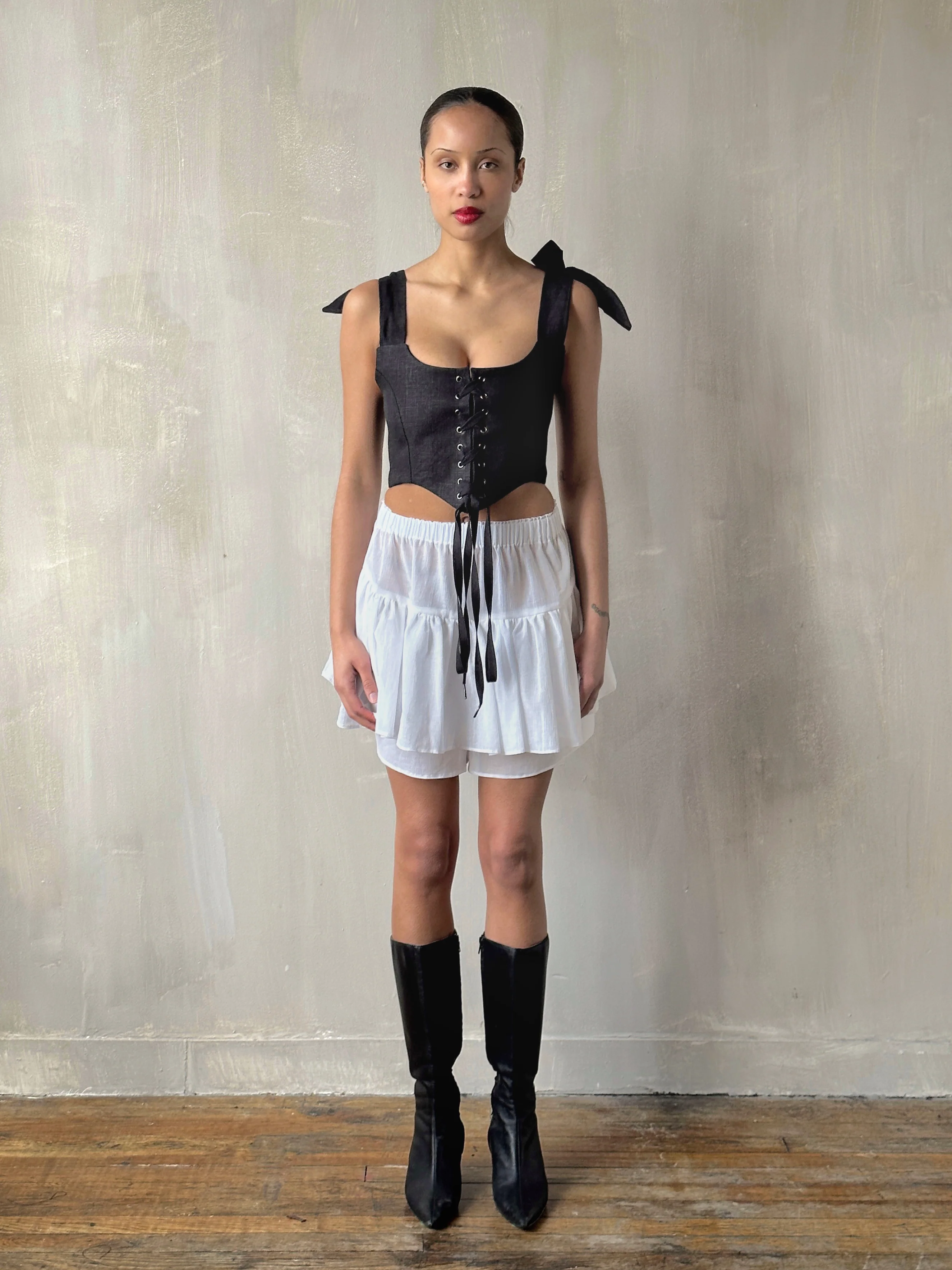 Corset Vest in Black Baltic Linen - Image 6