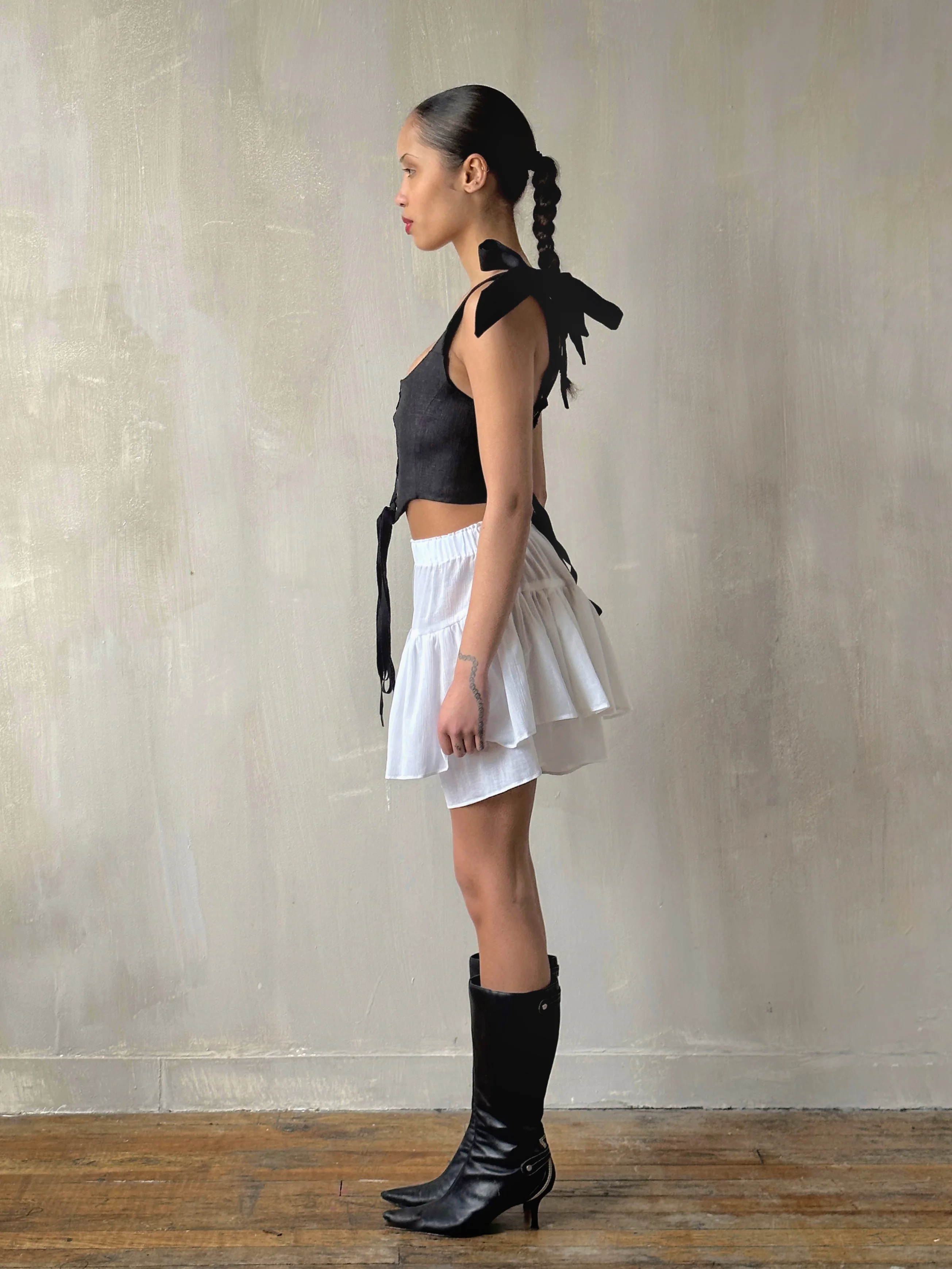 Corset Vest in Black Baltic Linen - Image 7