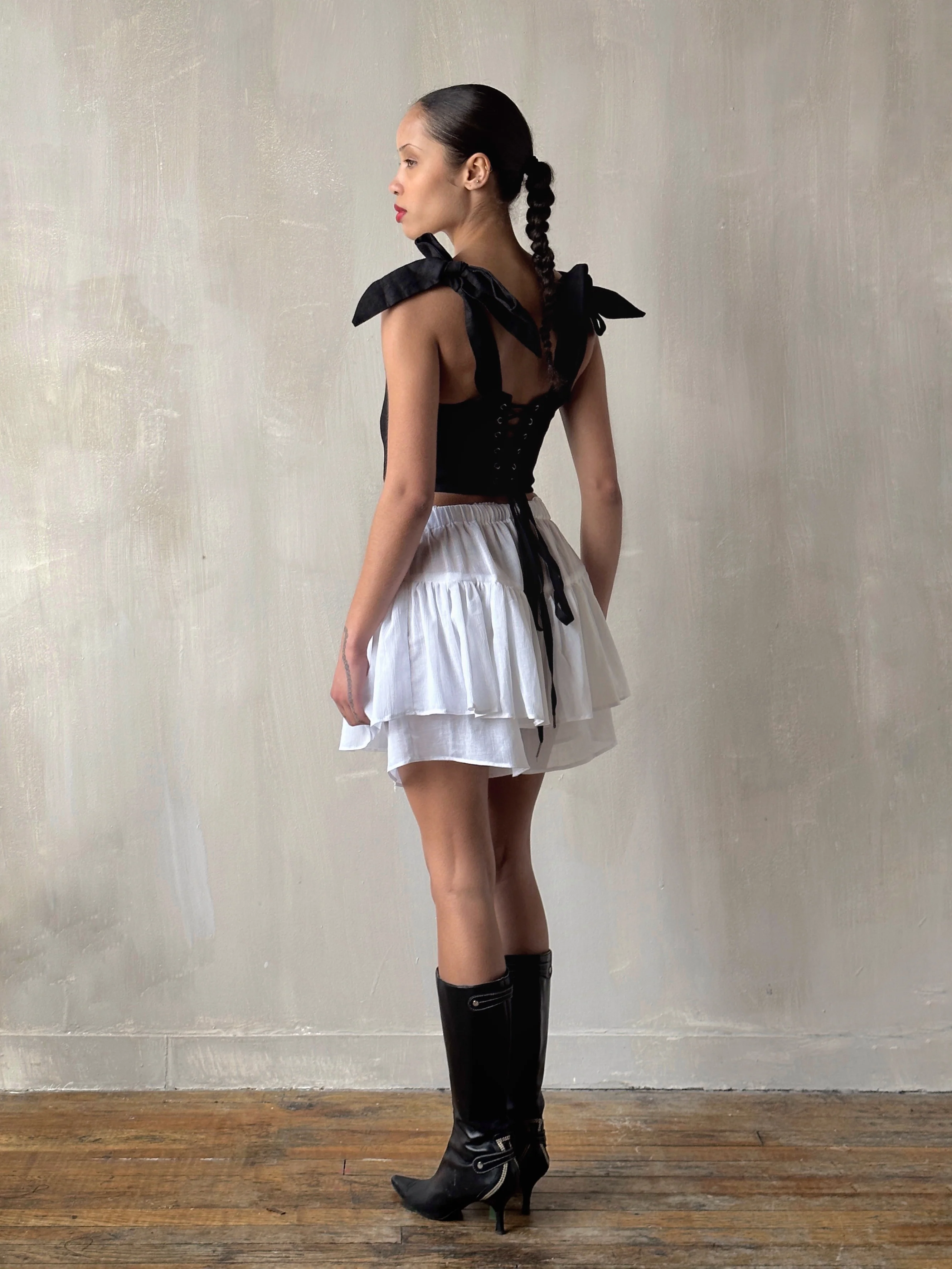 Corset Vest in Black Baltic Linen - Image 8