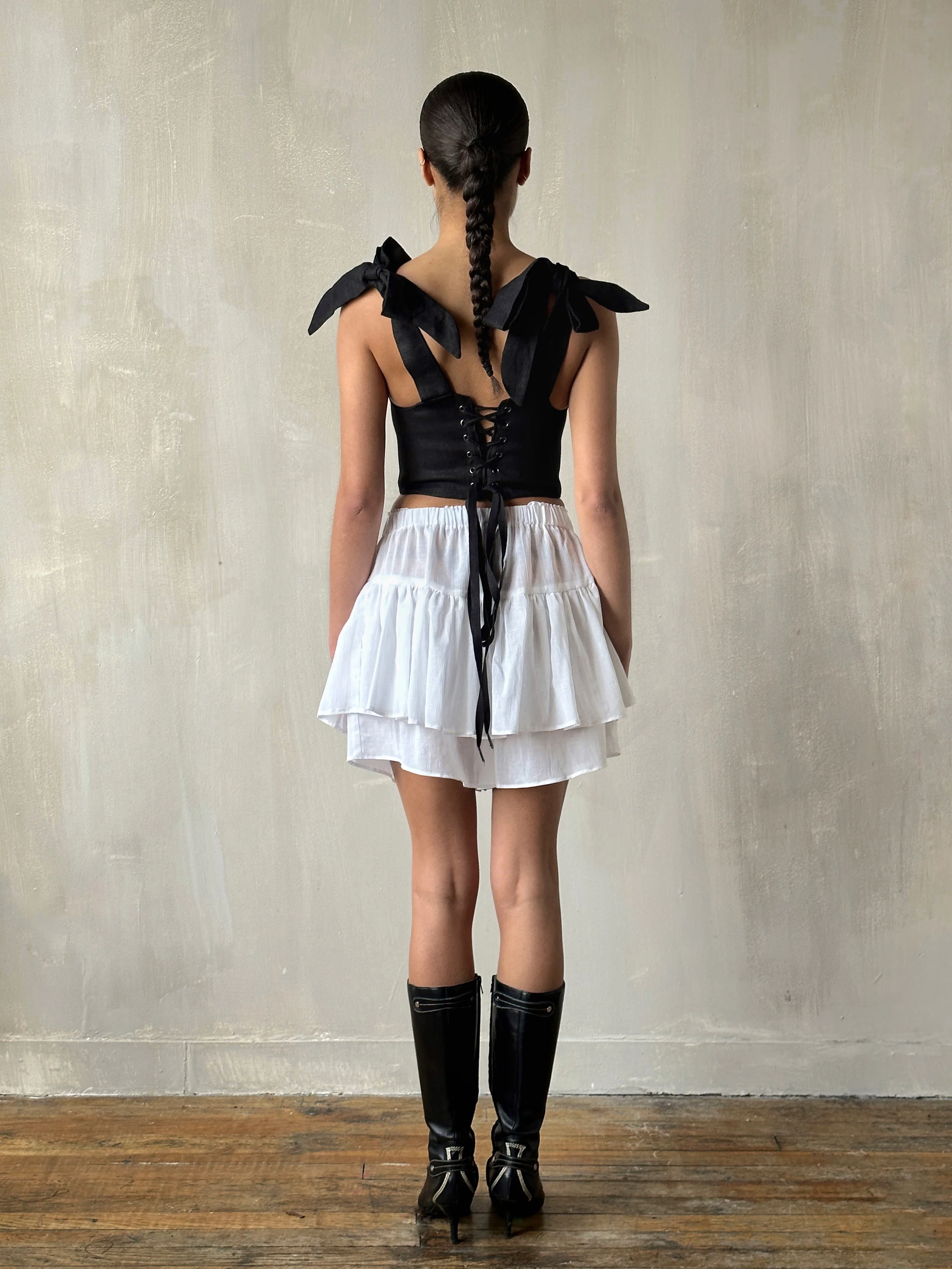 Corset Vest in Black Baltic Linen - Image 9