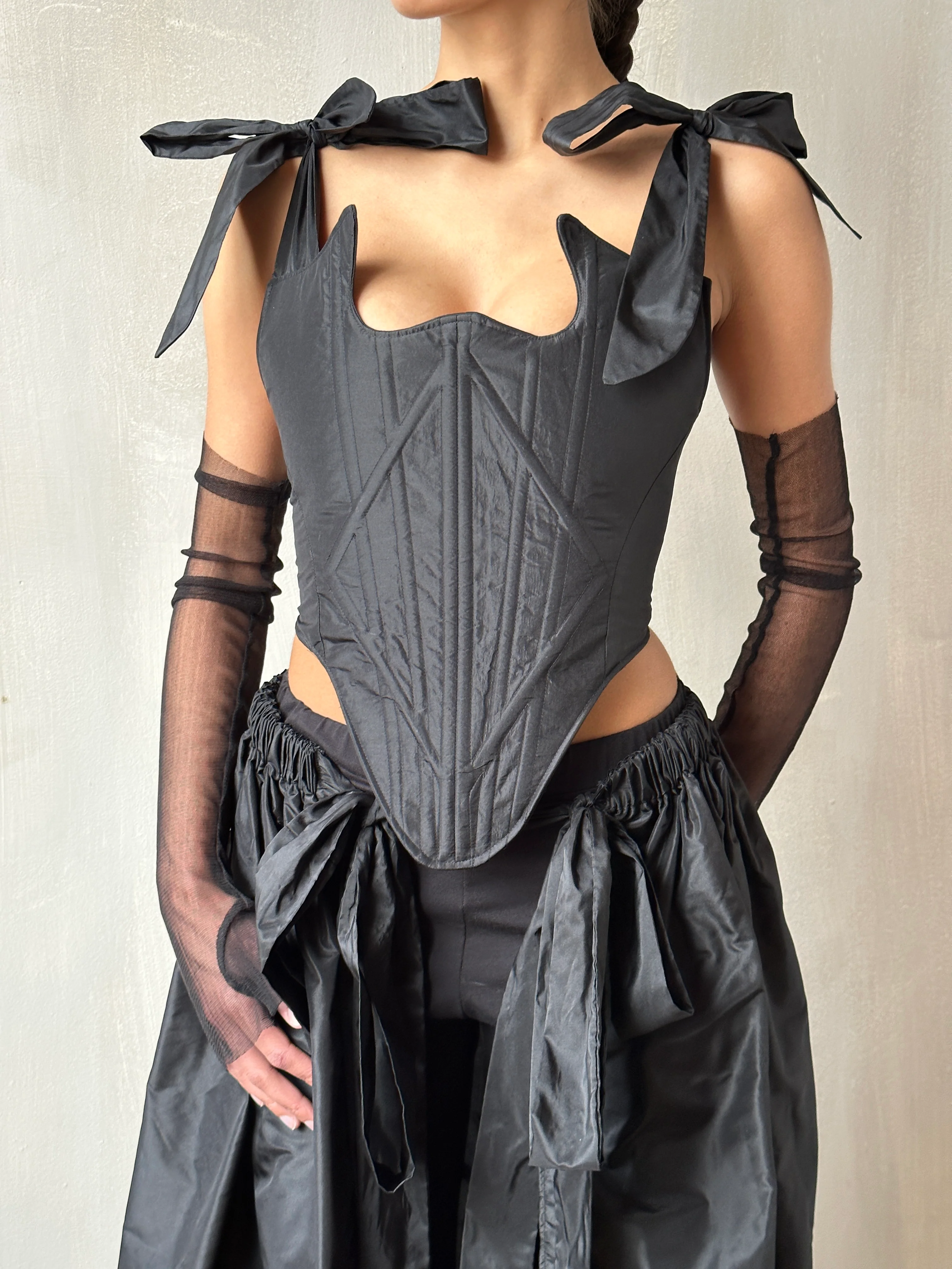 Spring '24 Diamond Demon Stays and Skirt in Black Silk (Limited Edition) - Image 3