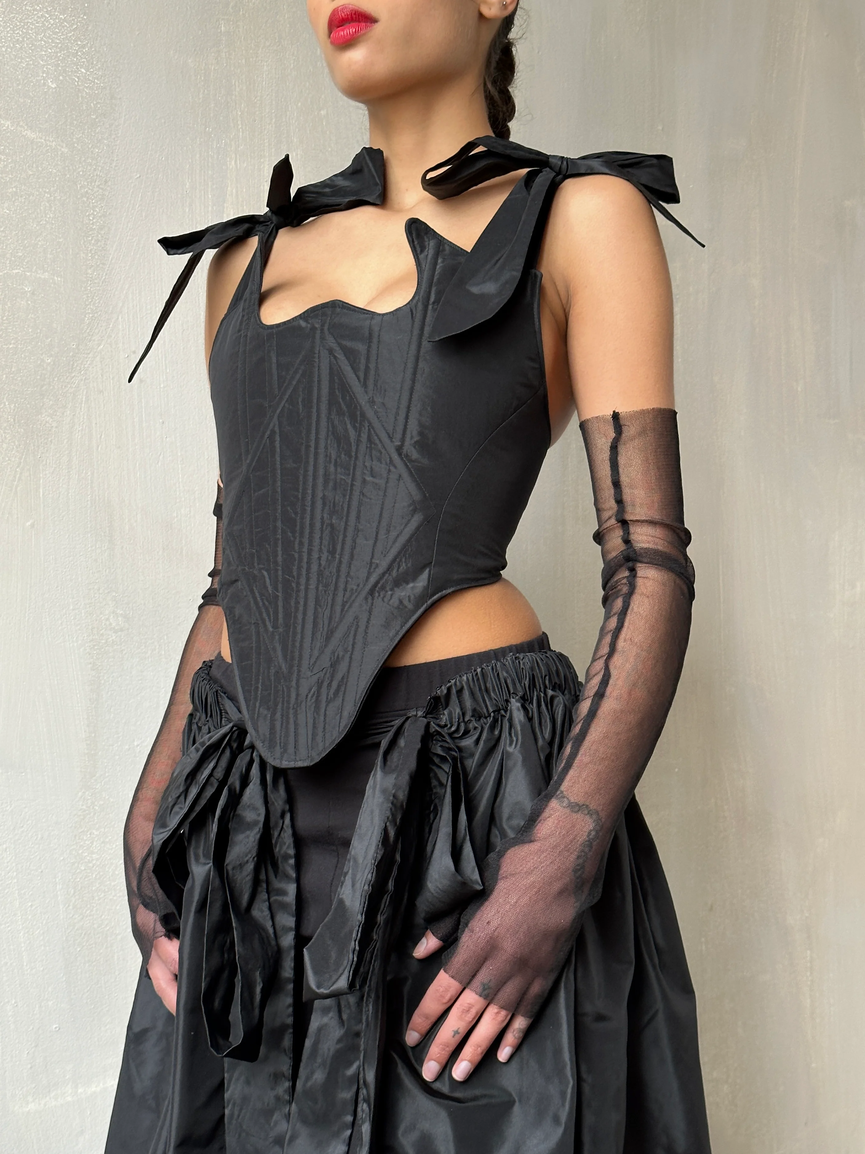 Spring '24 Diamond Demon Stays and Skirt in Black Silk (Limited Edition) - Image 4