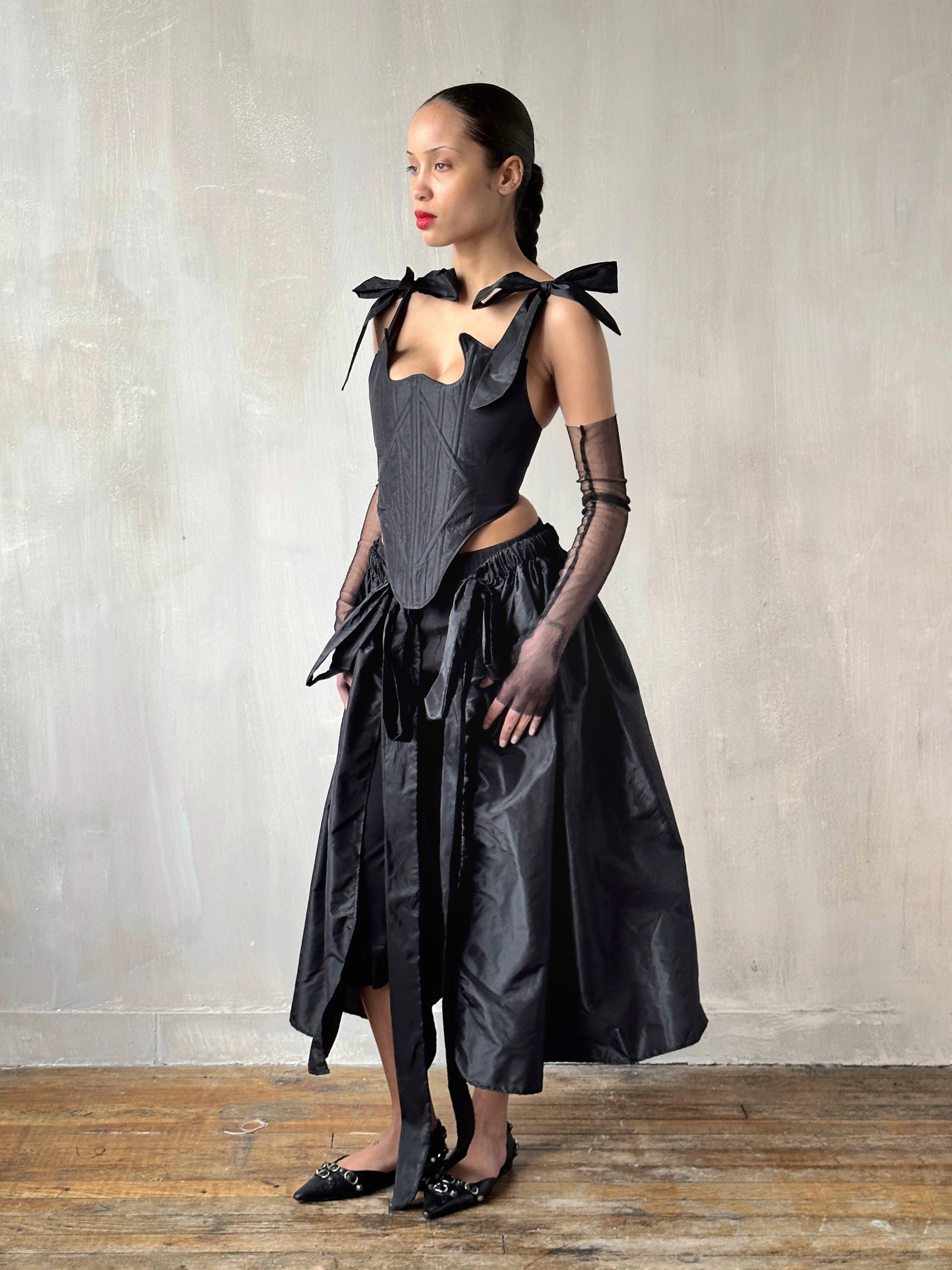 Spring '24 Diamond Demon Stays and Skirt in Black Silk (Limited Edition) - Image 5