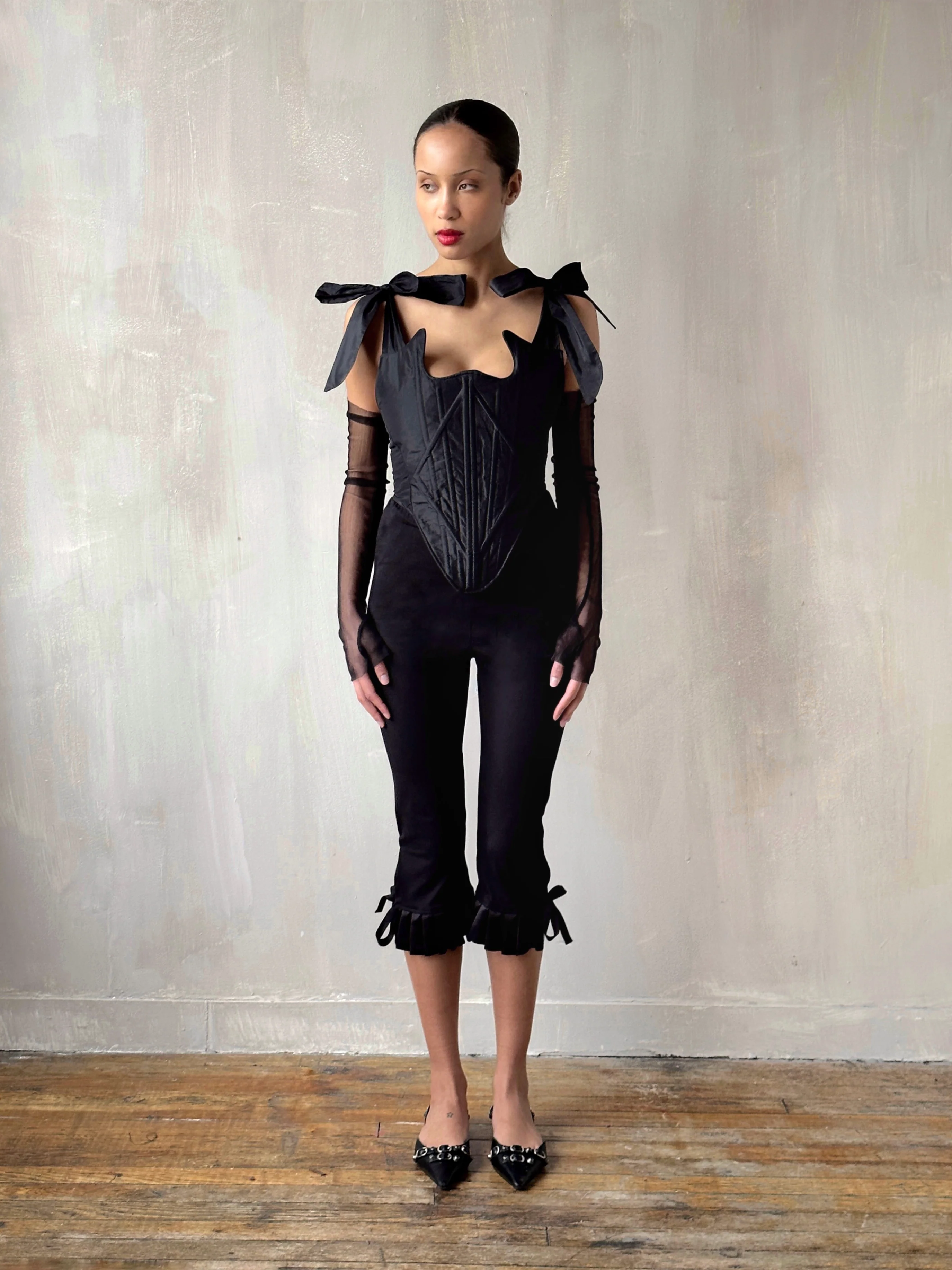 Spring '24 Diamond Demon Stays and Skirt in Black Silk (Limited Edition) - Image 9