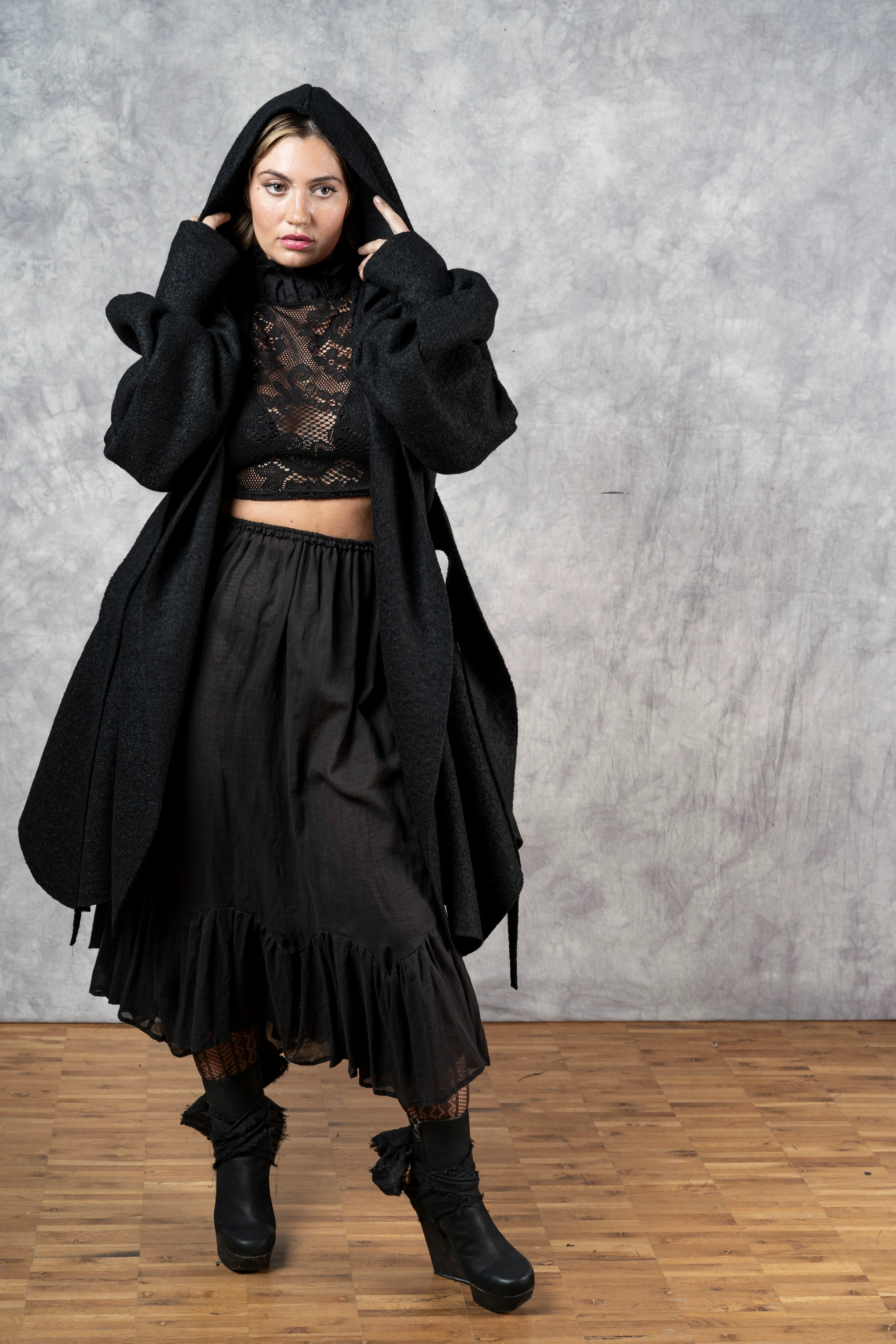 Lace High Collar Top in Black - Image 16