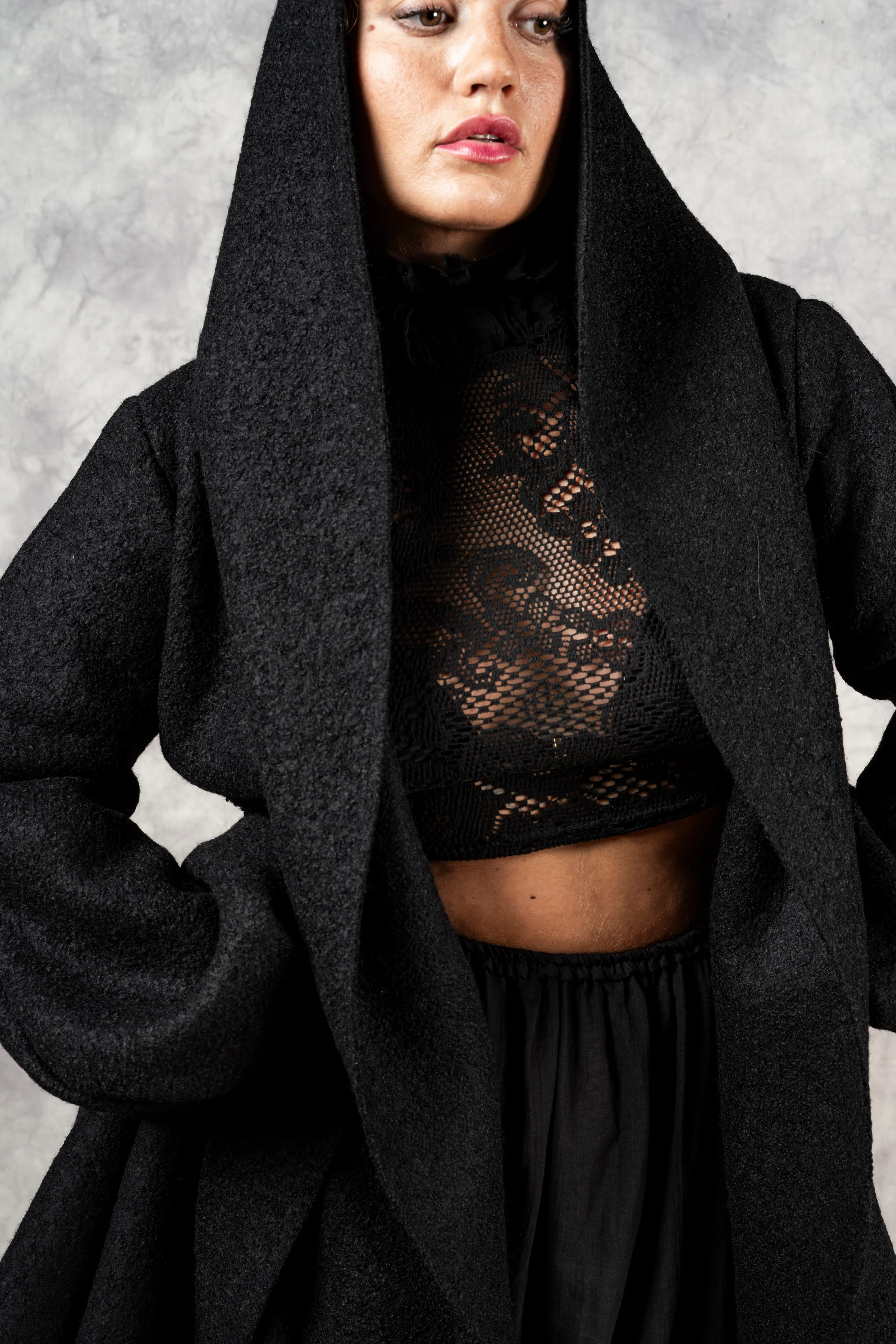 Lace High Collar Top in Black - Image 5