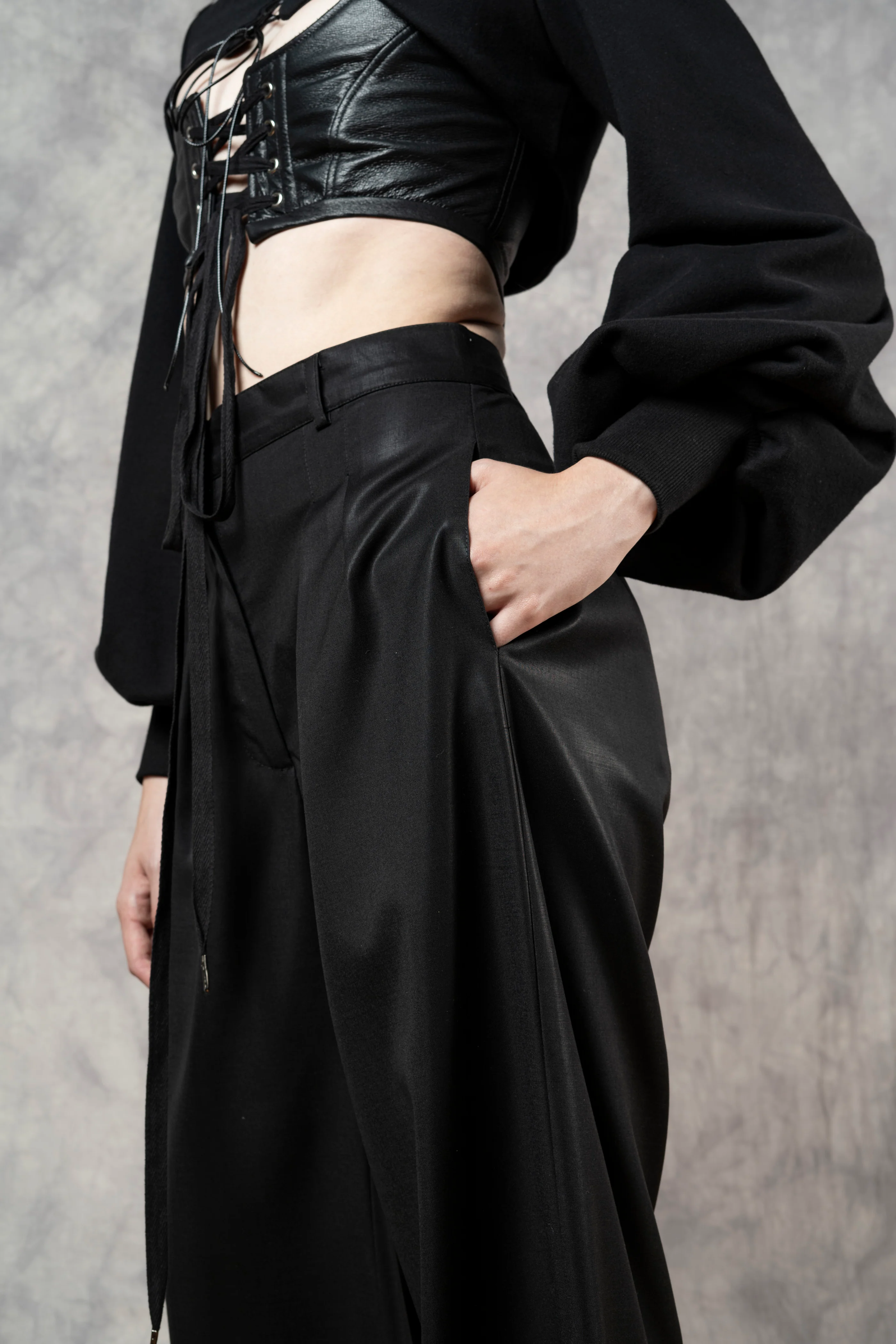 Wide Leg Trouser in Black Wool (Size III) - Image 11