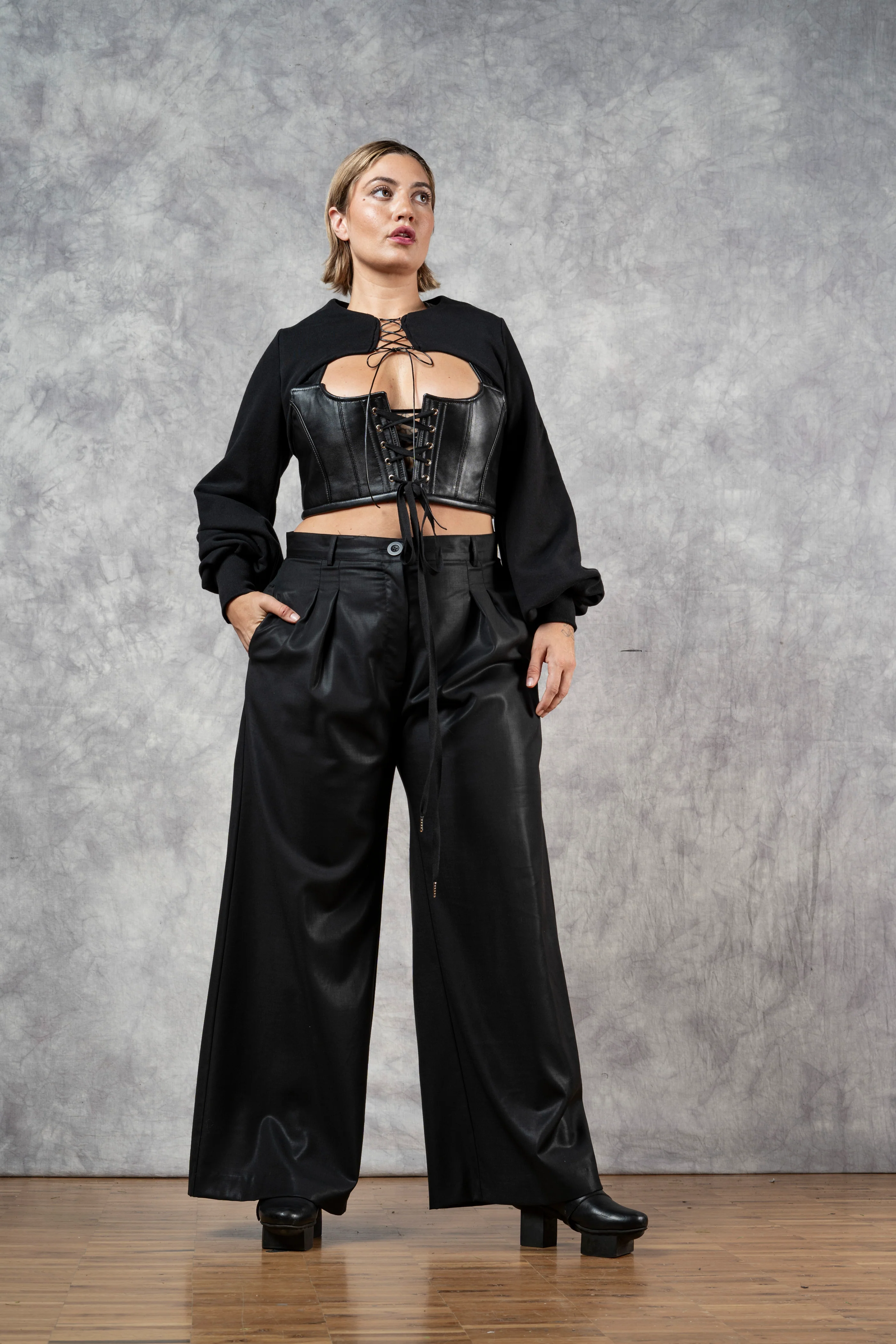 Wide Leg Trouser in Black Wool (Size III) - Image 12
