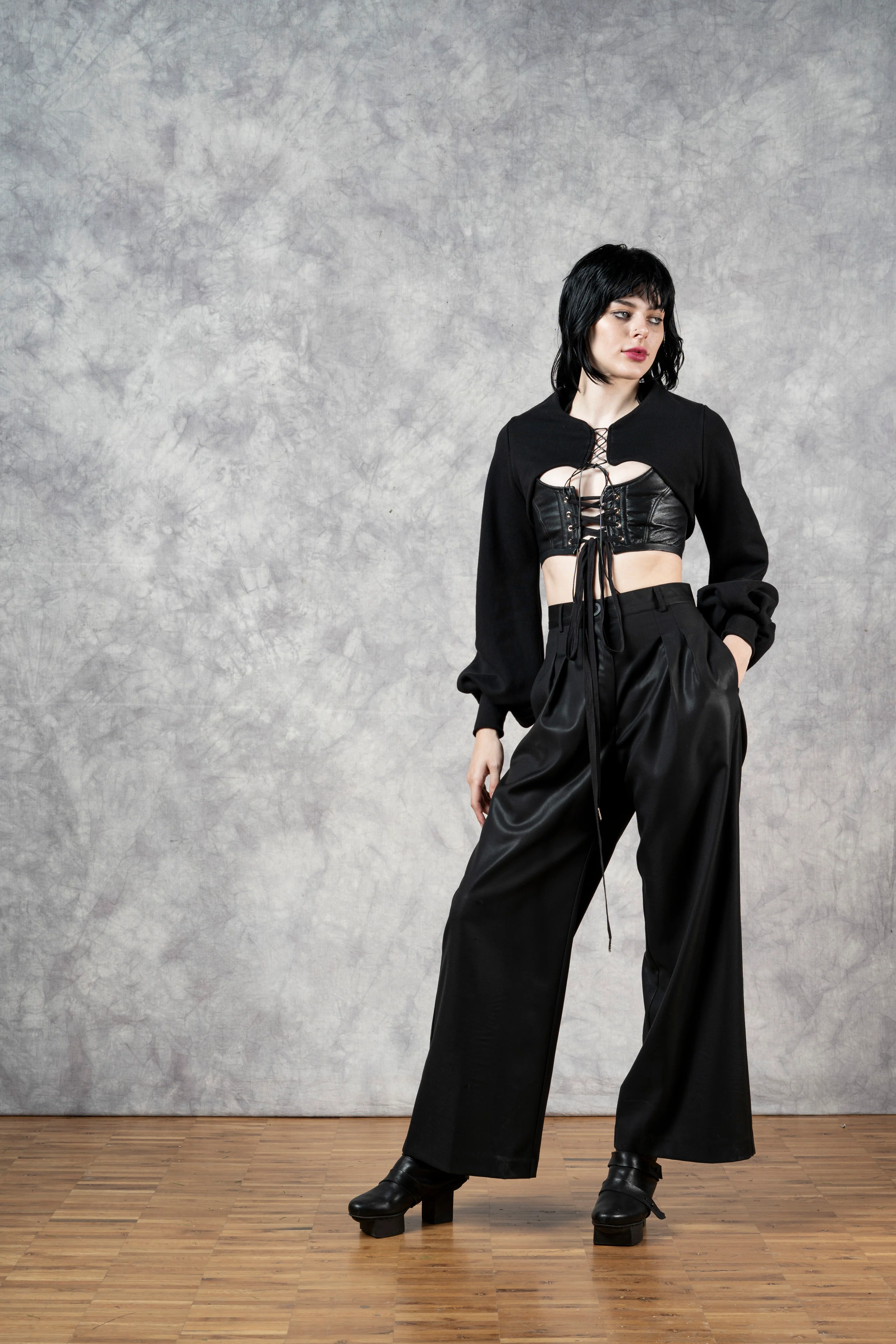 Wide Leg Trouser in Black Wool (Size III) - Image 21