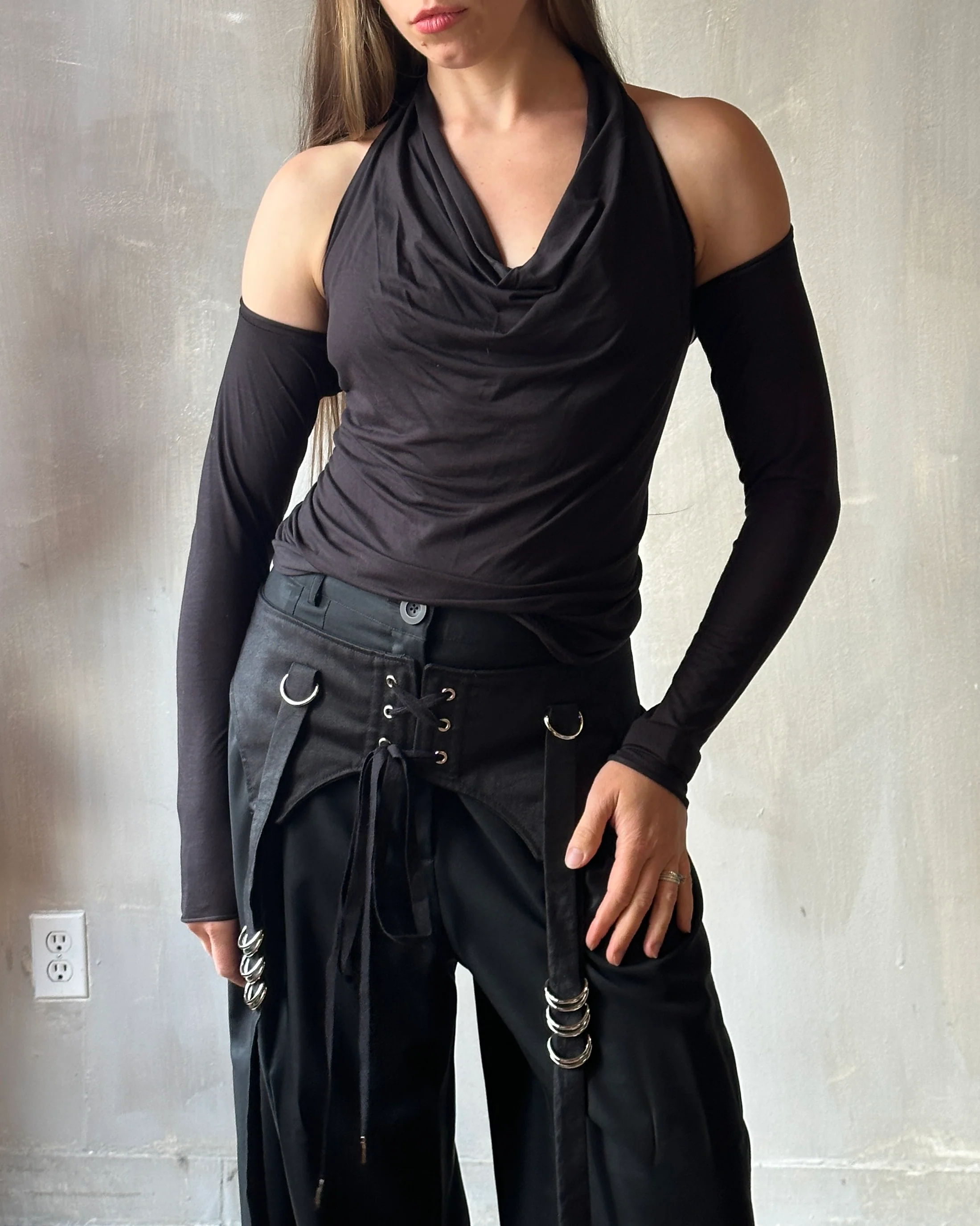 Wide Leg Trouser in Black Wool (Size III) - Image 3