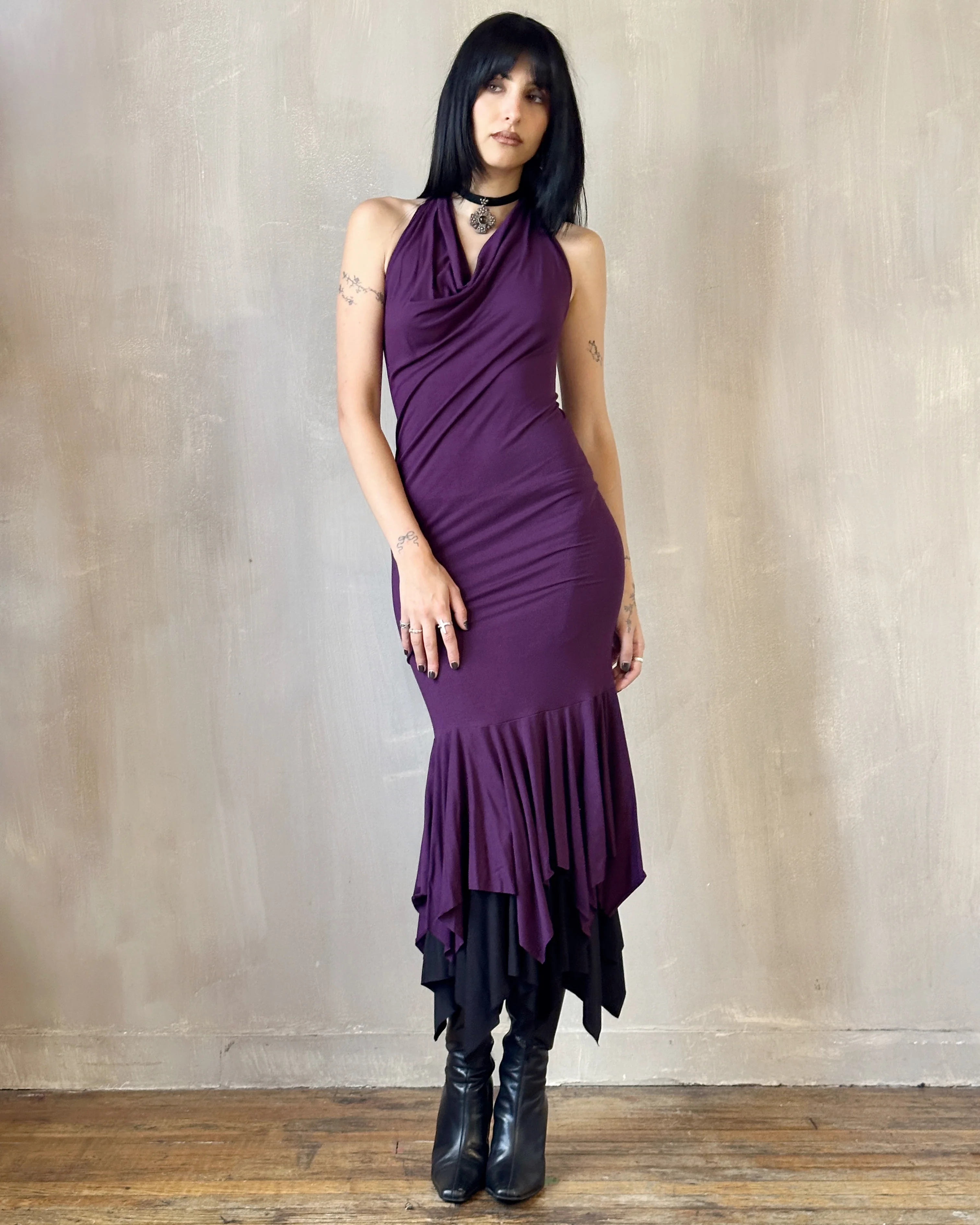 Halter Shrug Dress in Purple Nightshade (In Stock) - Image 6