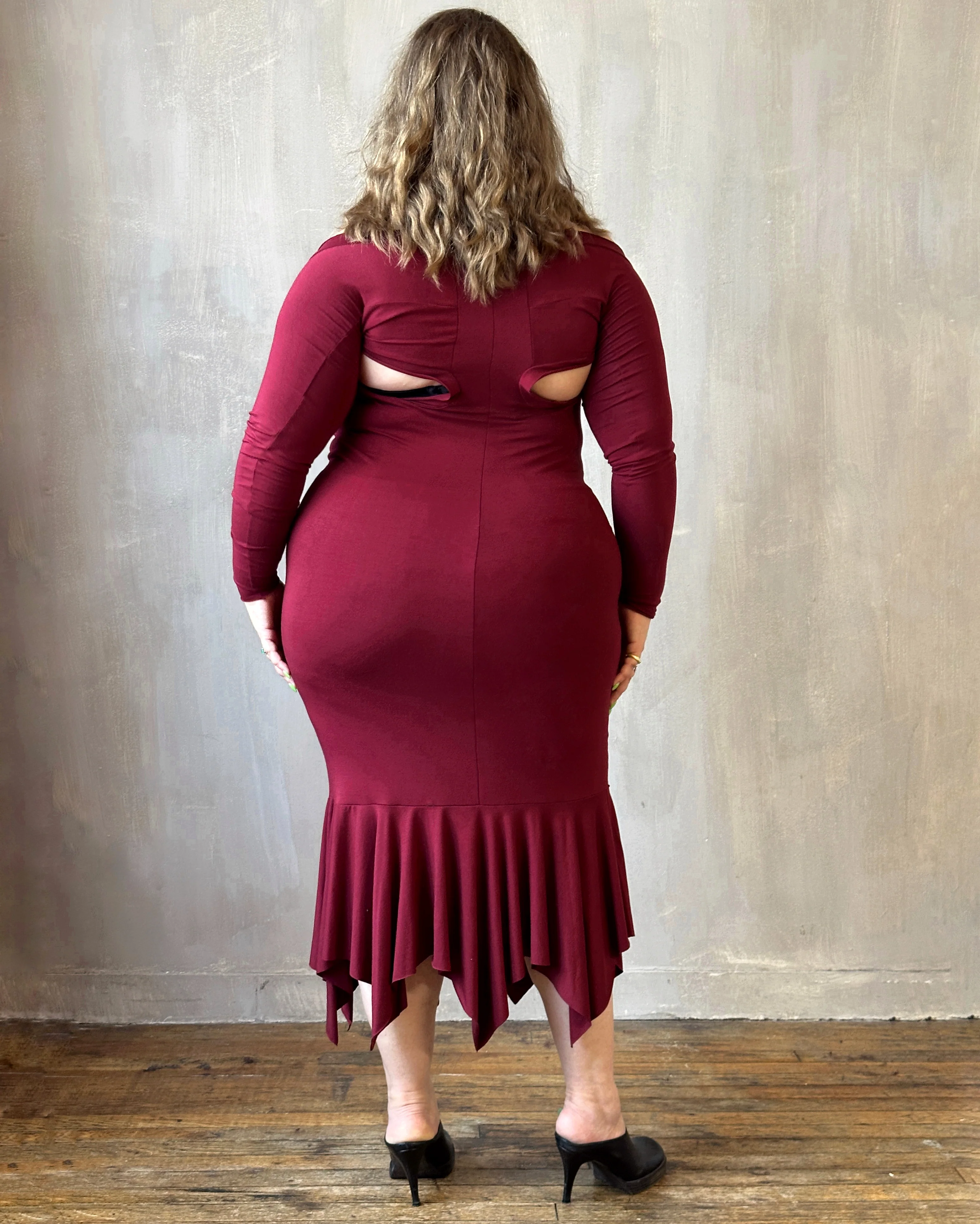 Halter Shrug Dress Blood Red (In Stock) - Image 4