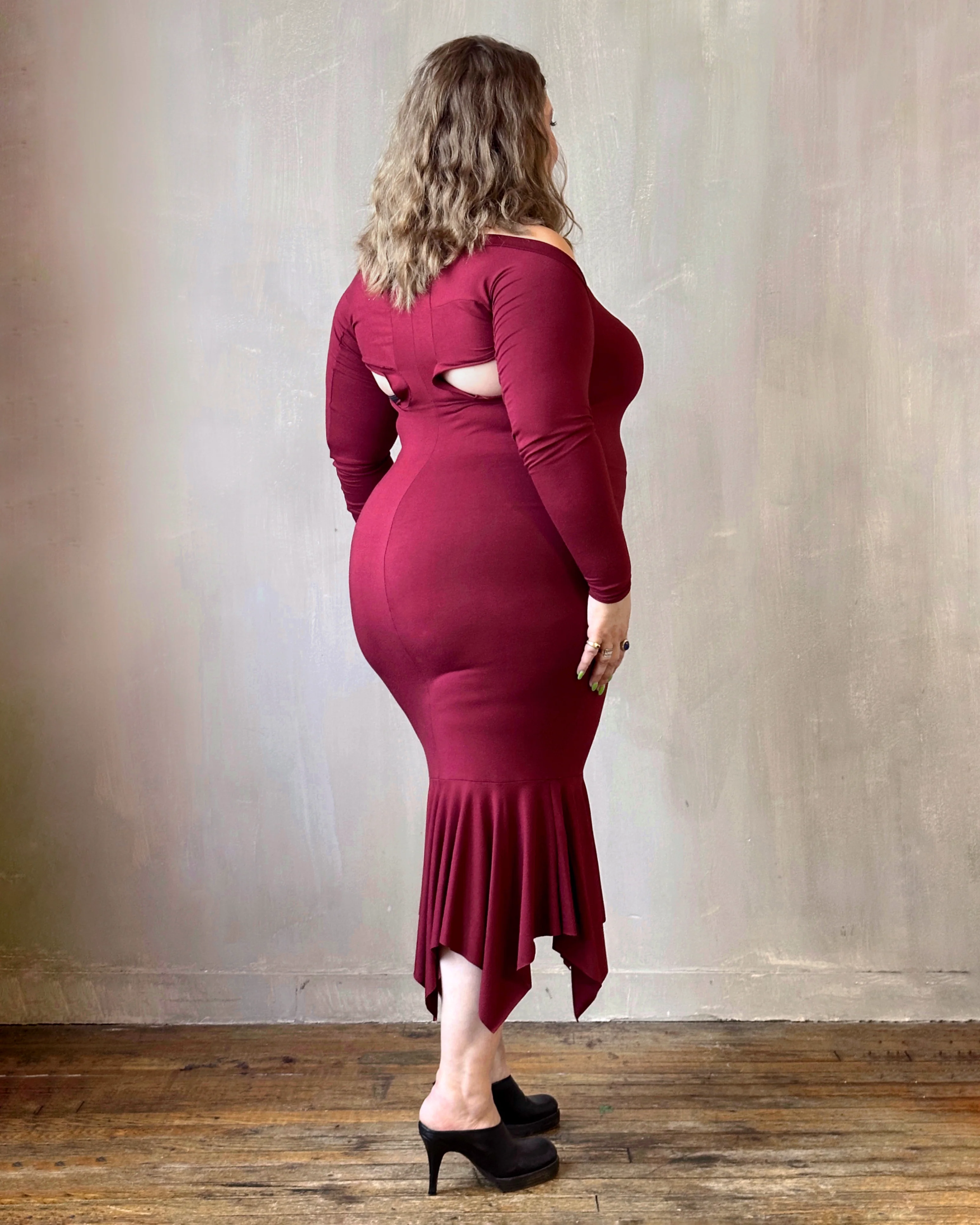 Halter Shrug Dress Blood Red (In Stock) - Image 5