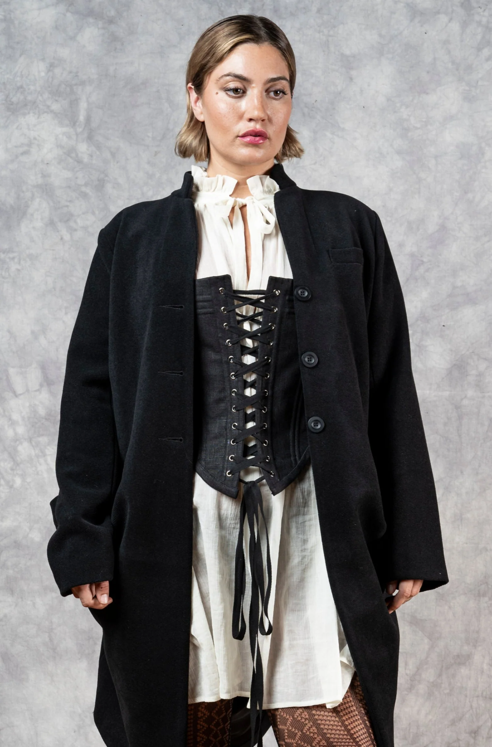 Hybrid Stays in Black Linen (Made-To-Order) - Image 11