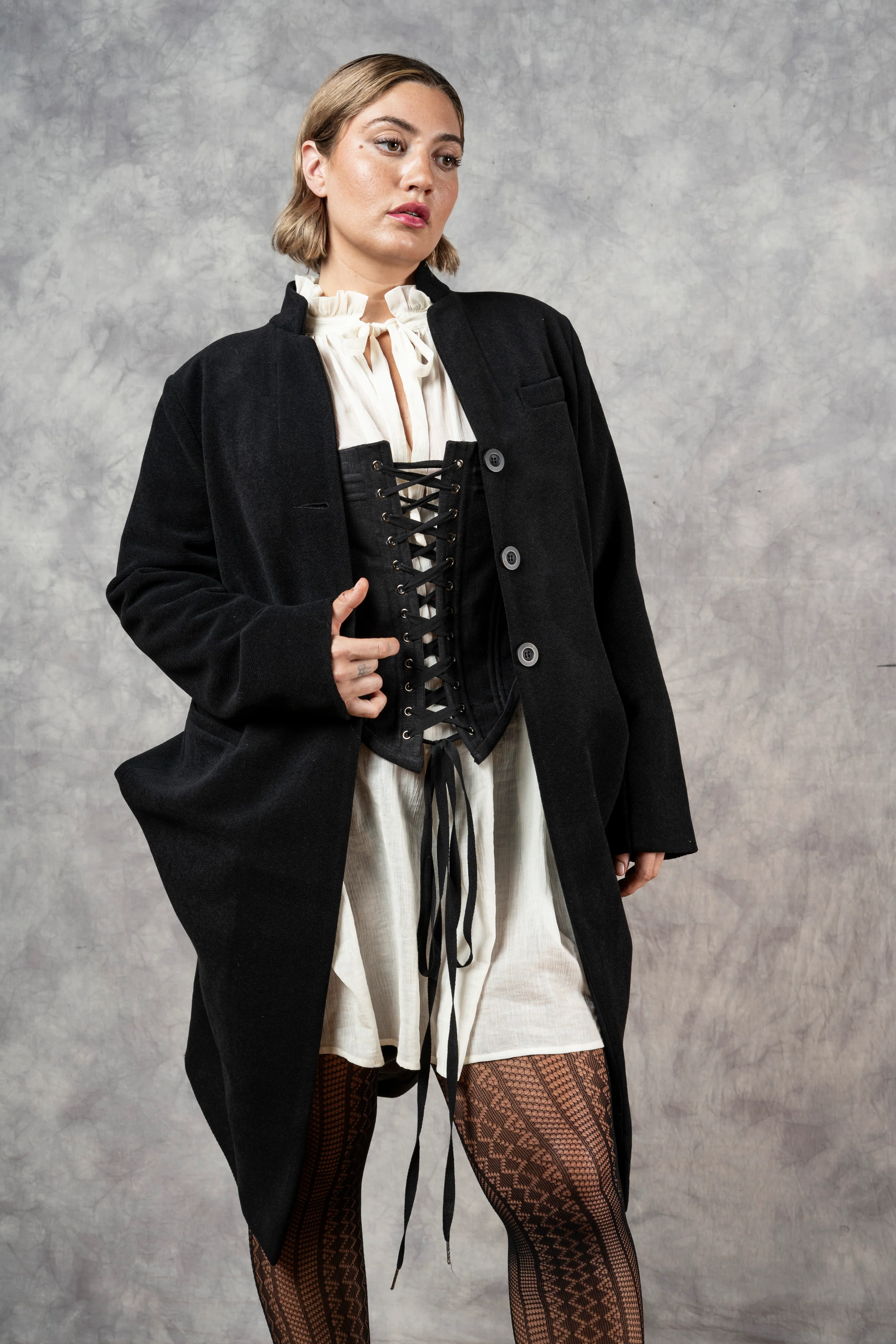 Hybrid Stays in Black Linen (Made-To-Order) - Image 13