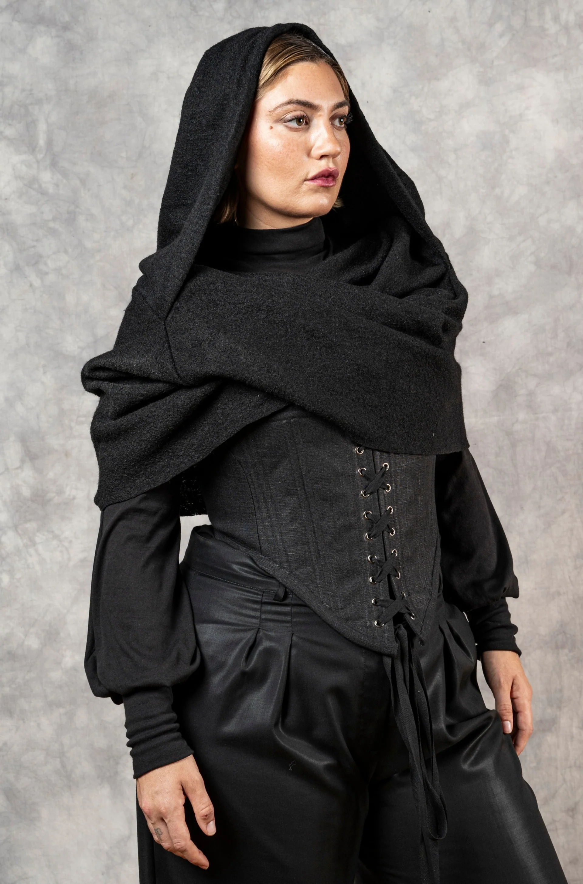 Hybrid Stays in Black Linen (Made-To-Order) - Image 14