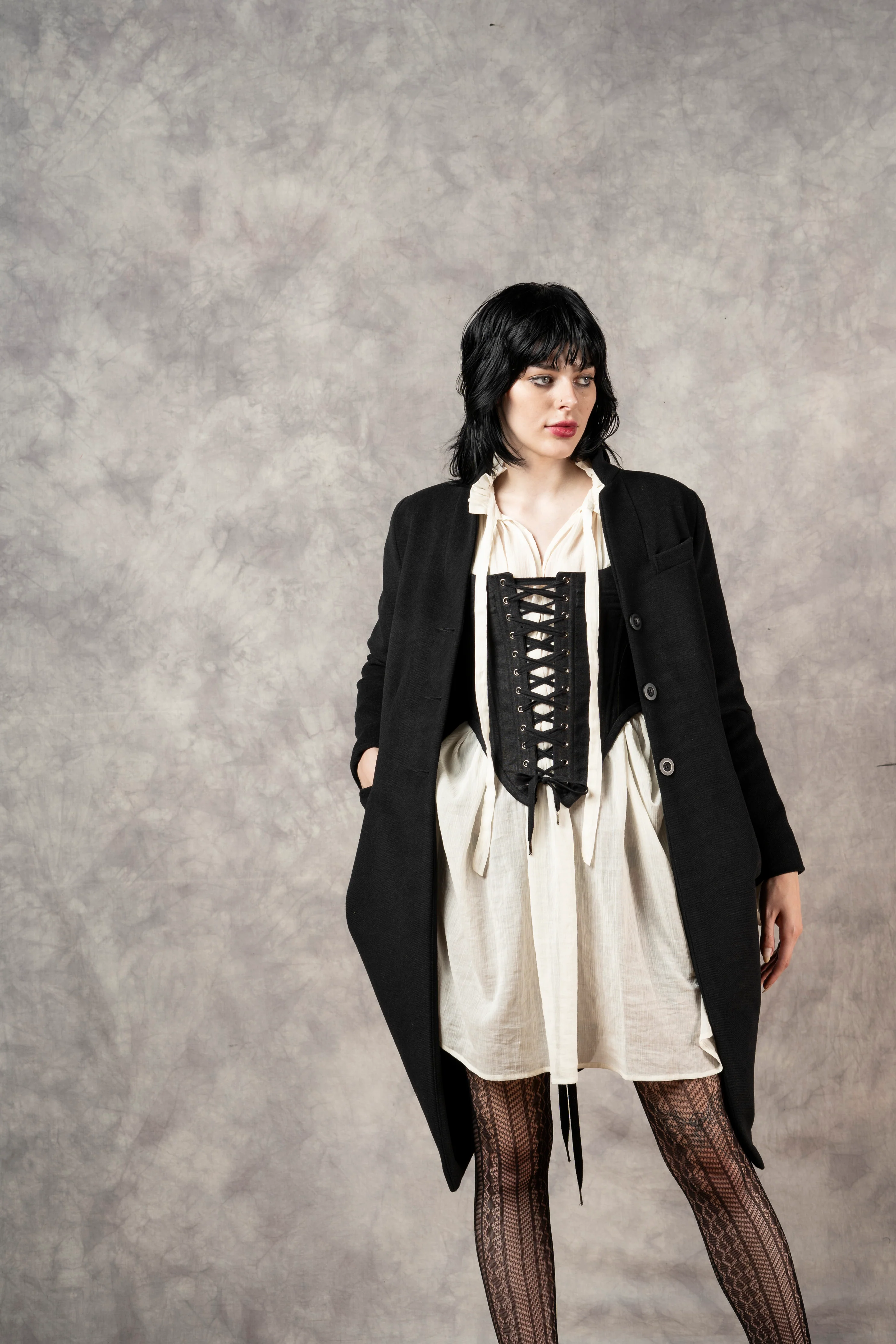 Hybrid Stays in Black Linen (Made-To-Order) - Image 27