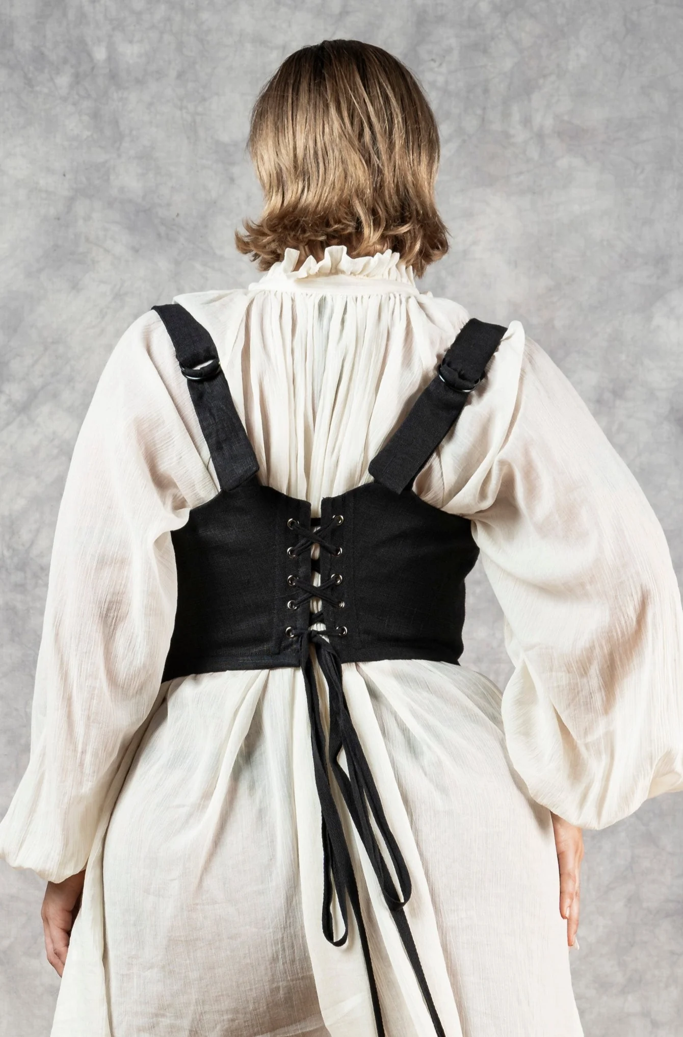 Hybrid Stays in Black Linen (Made-To-Order) - Image 8