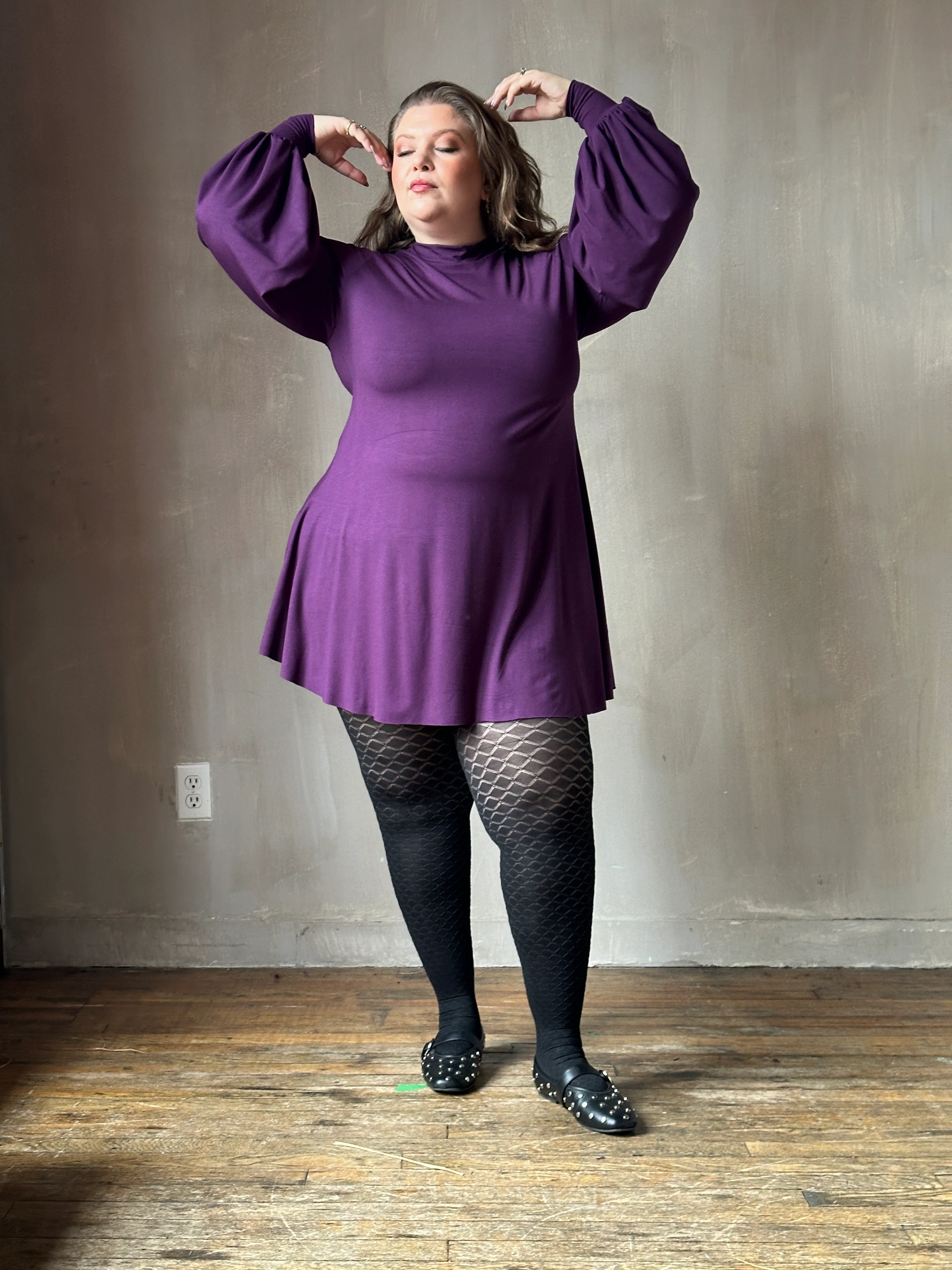 Holiday '24: Bishop Sleeve Mini Dress in Nightshade Purple - Image 11