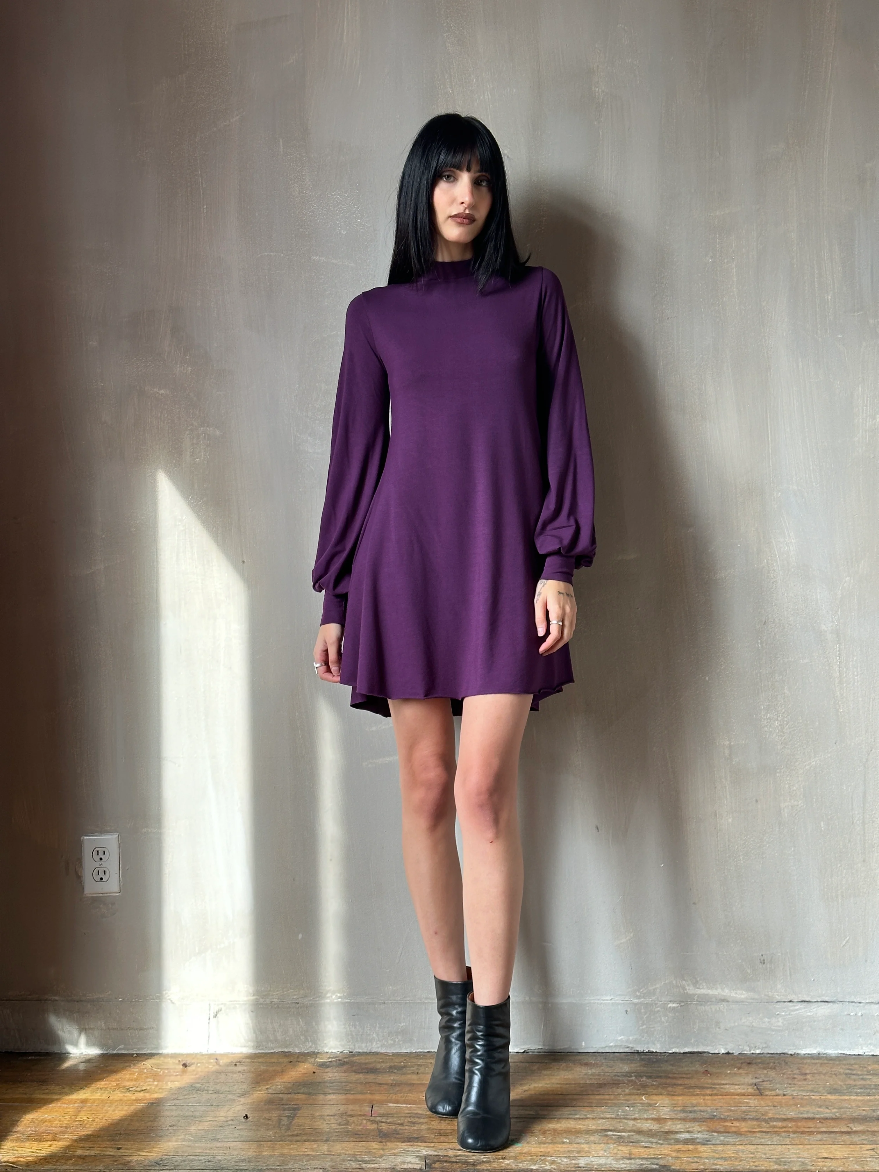 Holiday '24: Bishop Sleeve Mini Dress in Nightshade Purple - Image 5