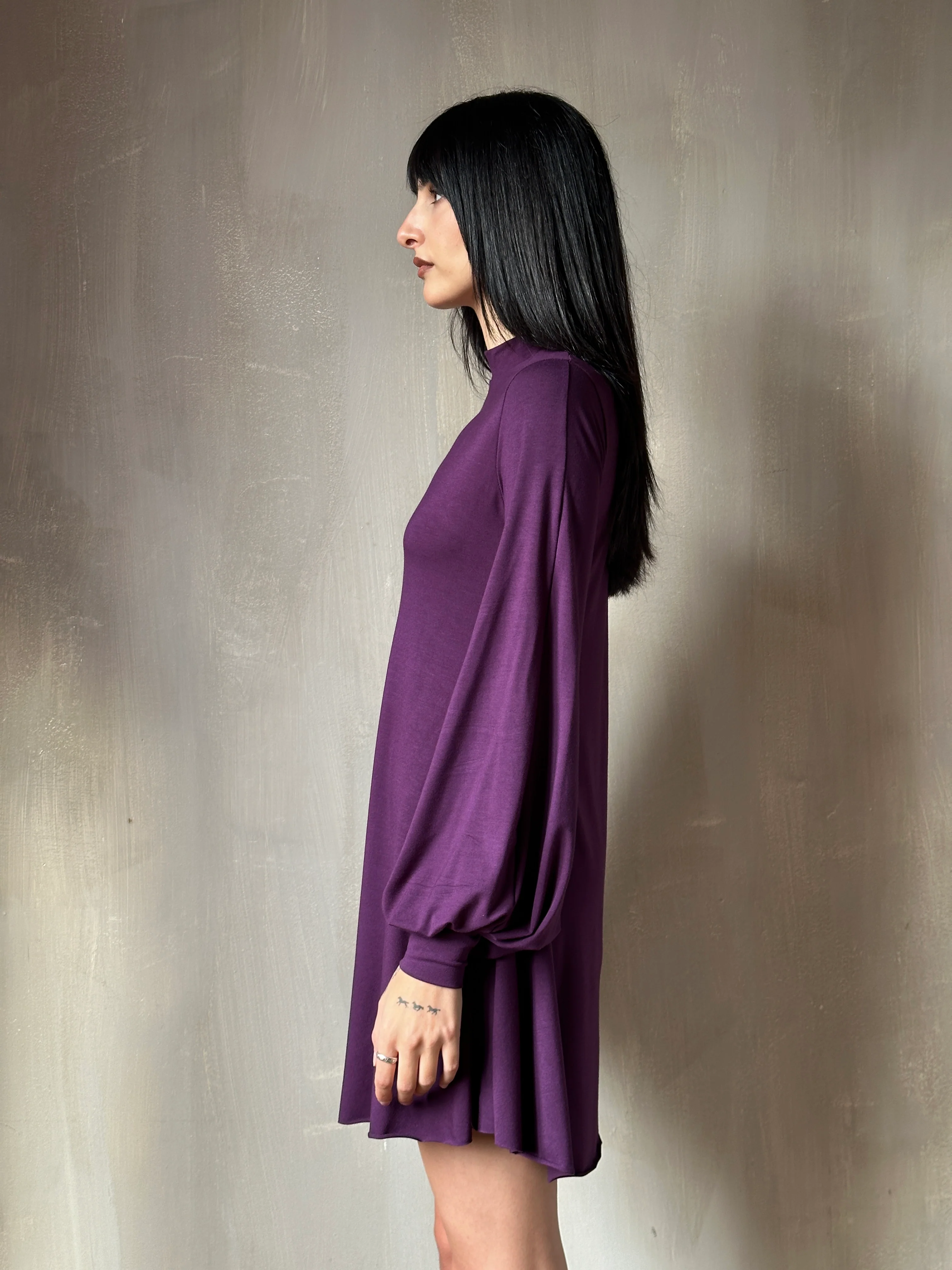 Holiday '24: Bishop Sleeve Mini Dress in Nightshade Purple - Image 6