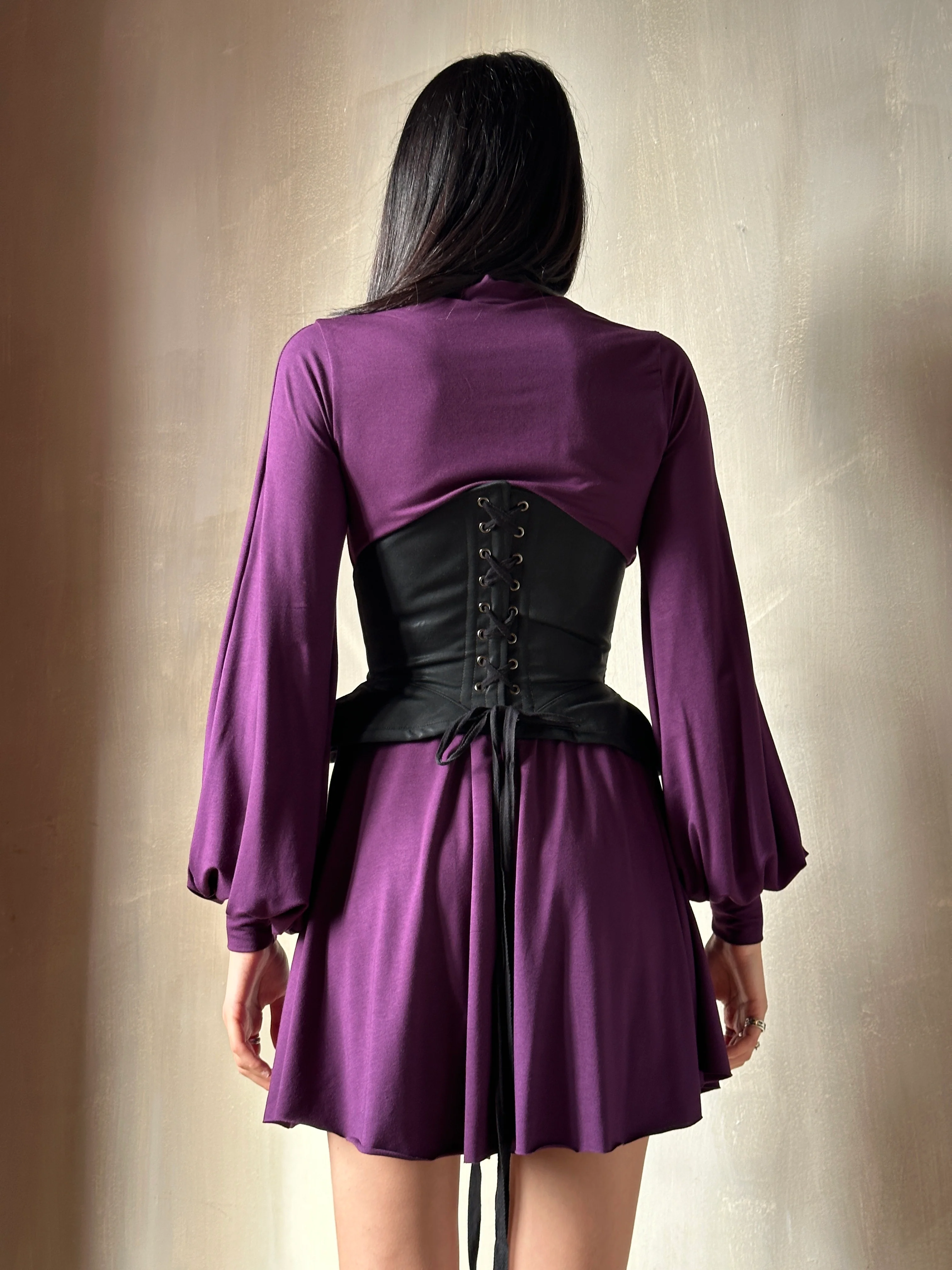 Sample Sale: Underbust Pannier Corset in Wool Sateen (Size IV) - Image 4