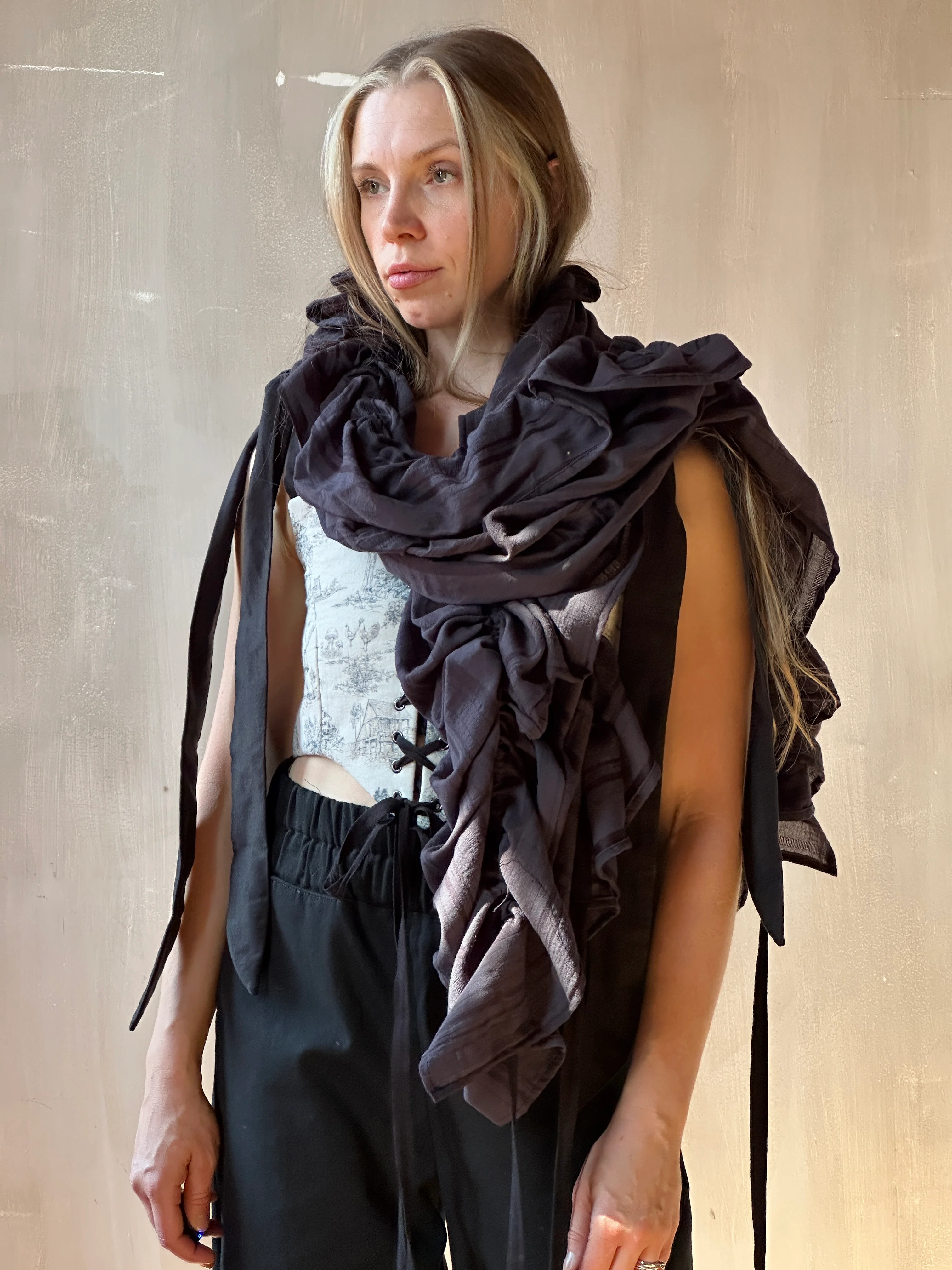 FW25: Drawstring Scarf in Nightshade Jacquard Stripe (In Stock) - Image 3