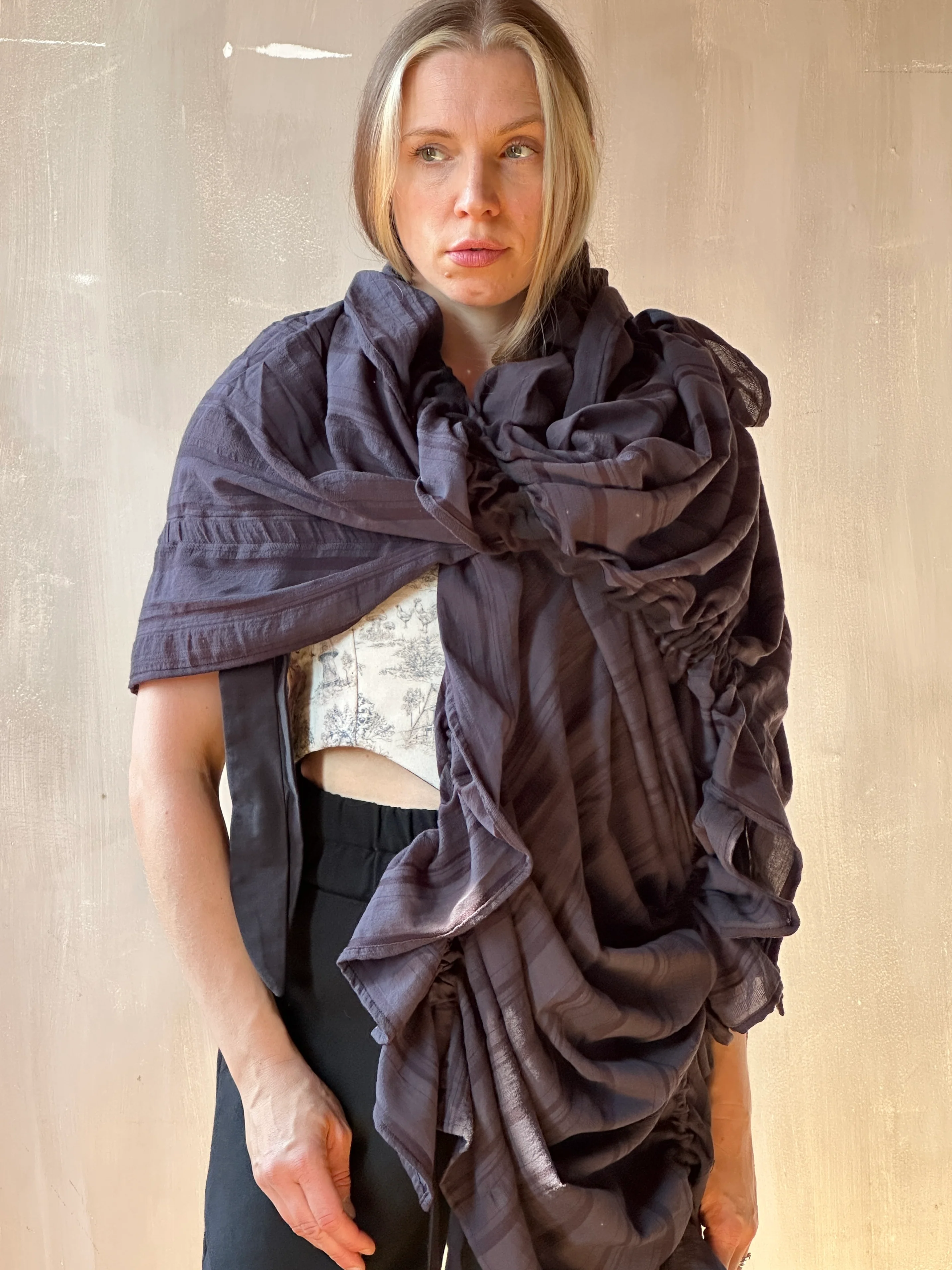 FW25: Drawstring Scarf in Nightshade Jacquard Stripe (In Stock) - Image 4