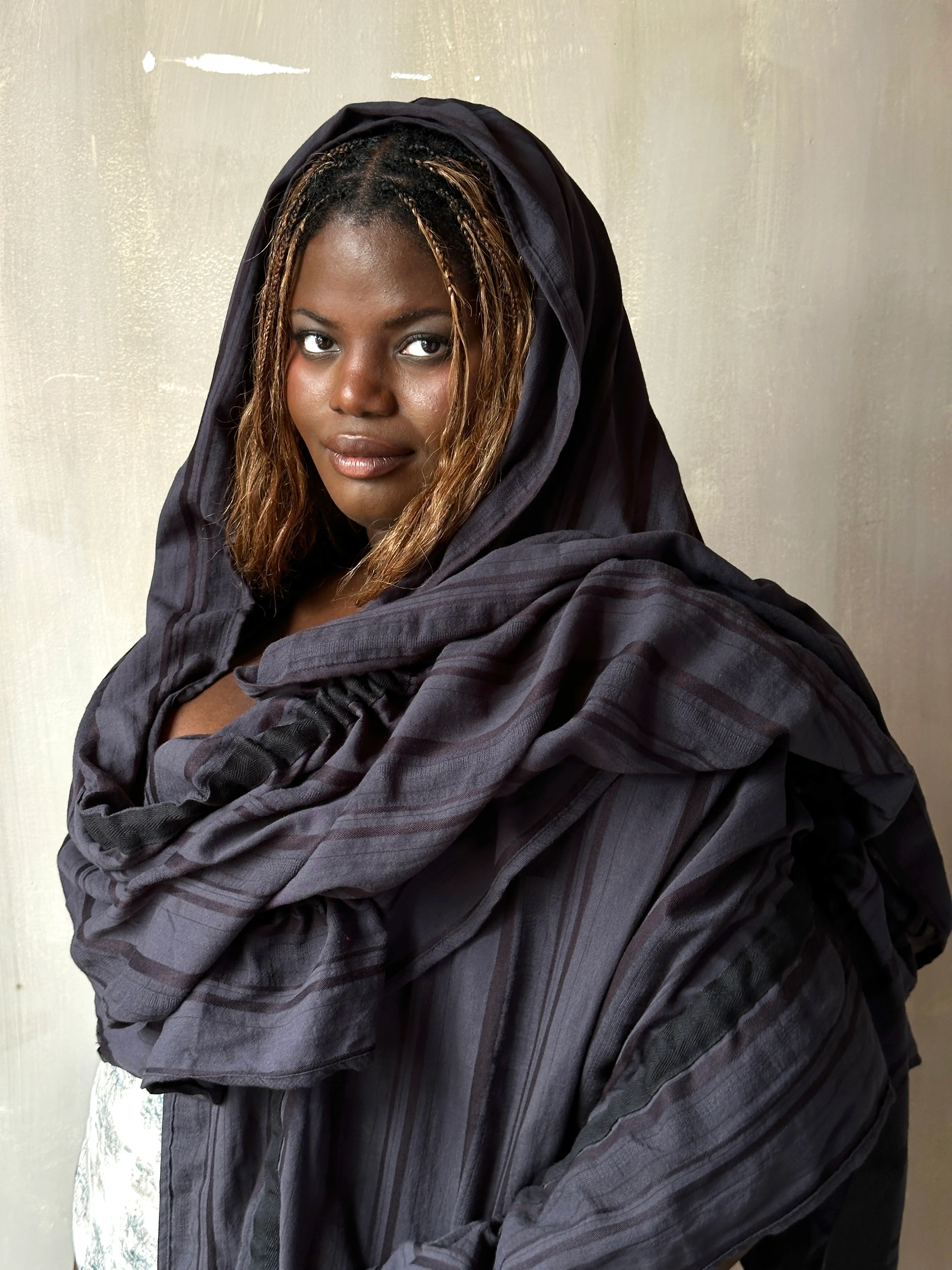 FW25: Drawstring Scarf in Nightshade Jacquard Stripe (In Stock) - Image 7