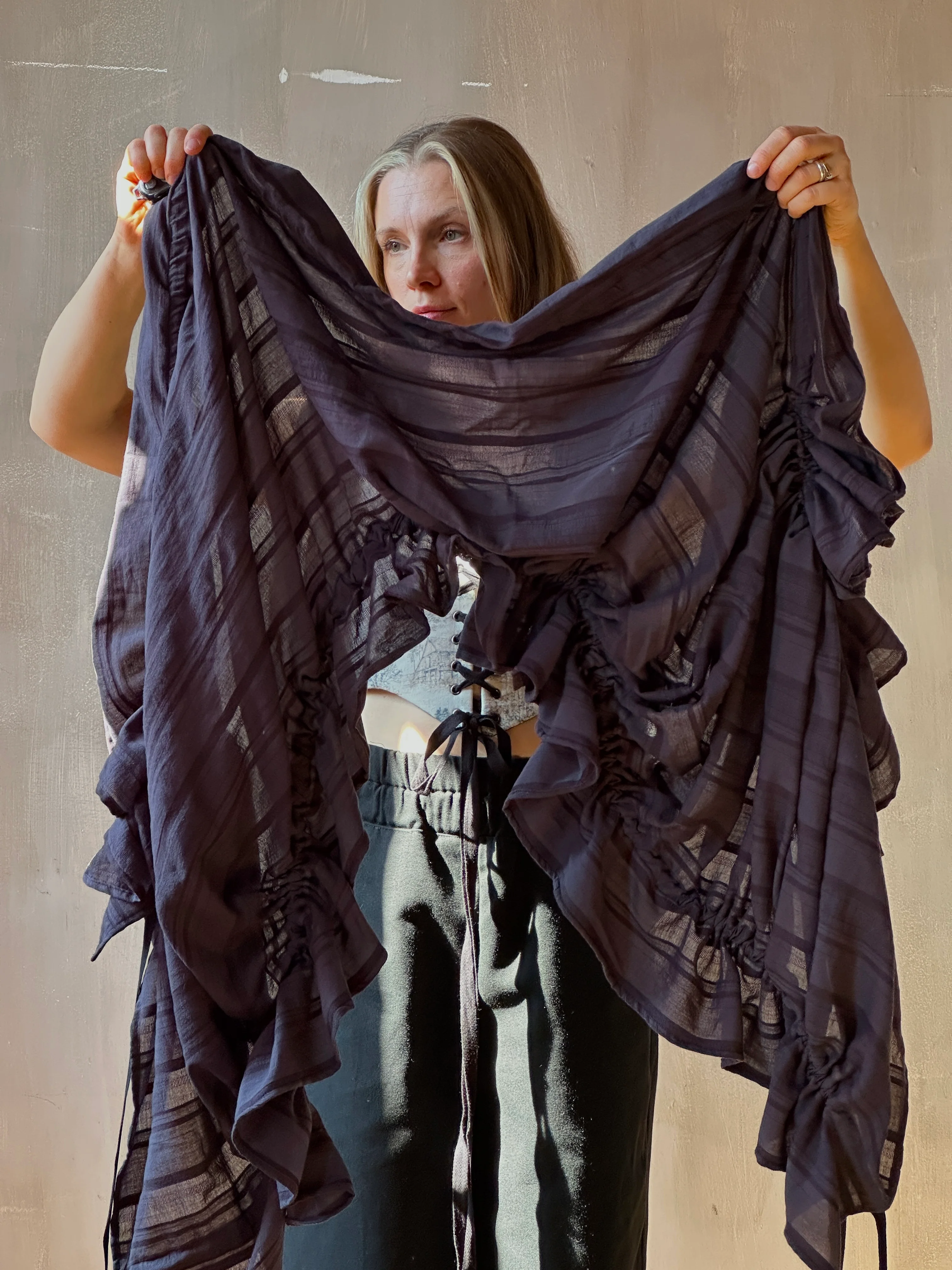 FW25: Drawstring Scarf in Nightshade Jacquard Stripe (In Stock) - Image 8