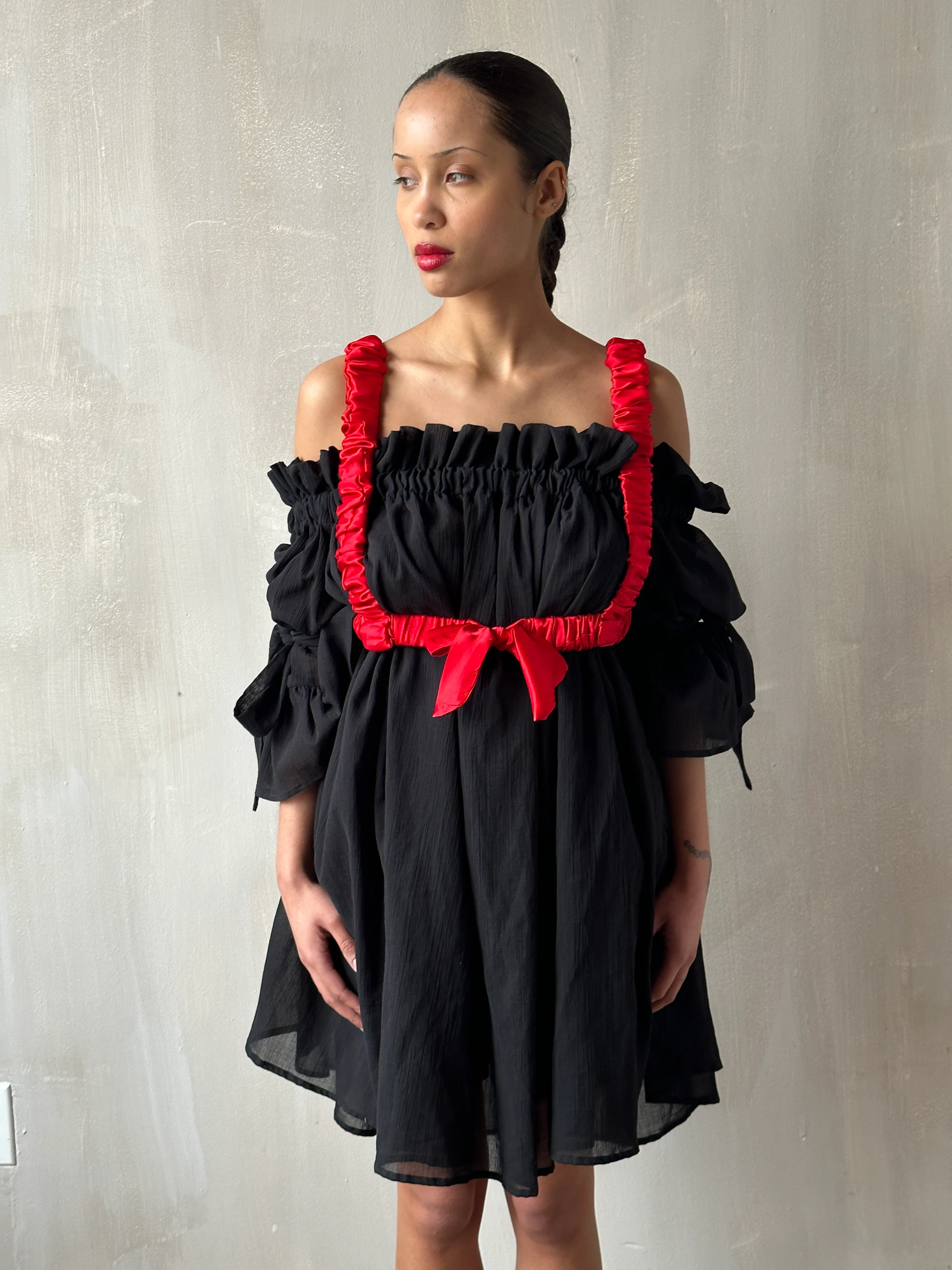 Paperbag Tunic in Black Cotton Voile (Made-to-Order) - Image 10